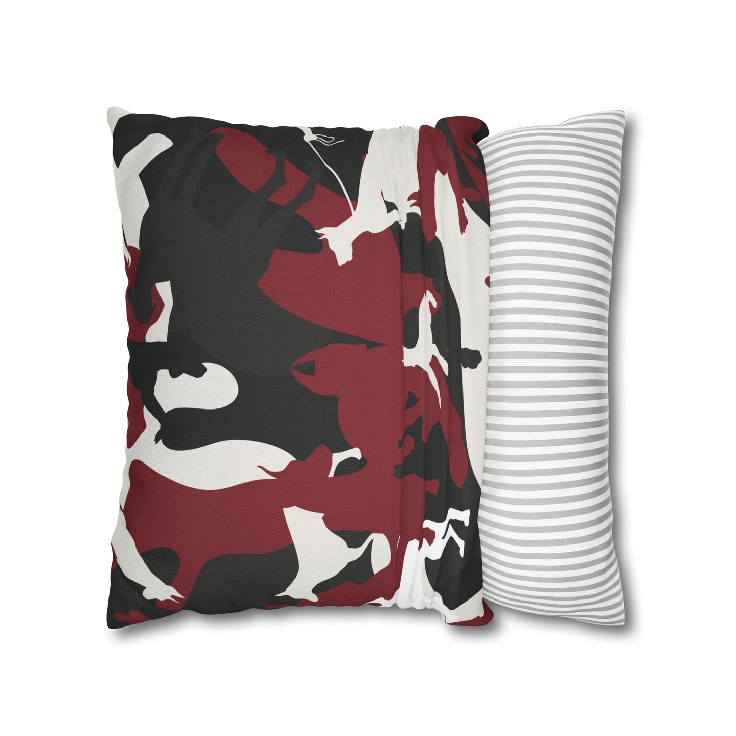 Doberman Red Camo Pattern Spun Polyester Square Pillowcase