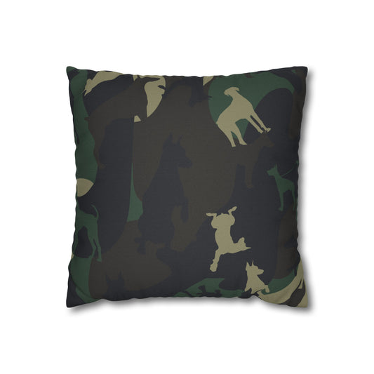 Doberman Camo Pattern Spun Polyester Square Pillowcase