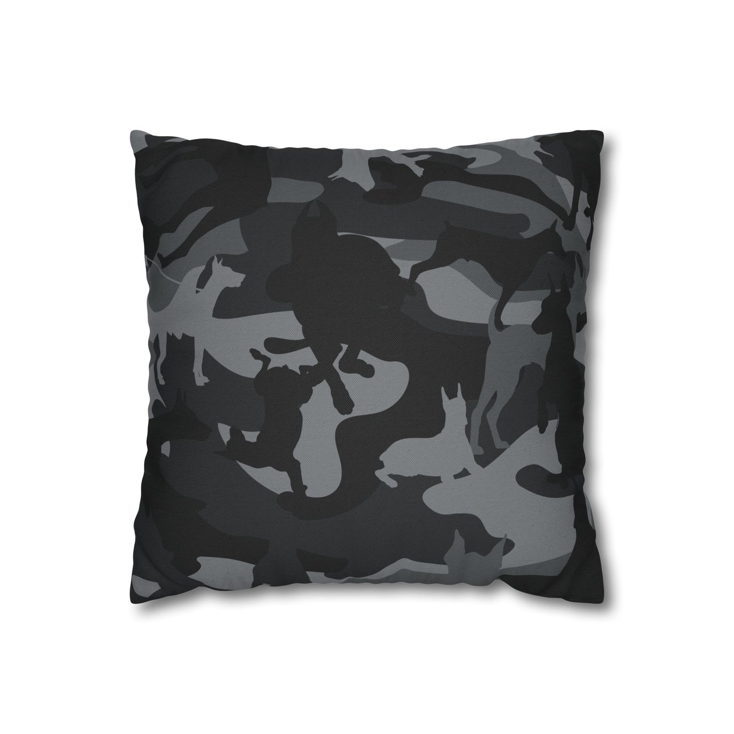 Doberman Gray Camo Pattern Spun Polyester Square Pillowcase