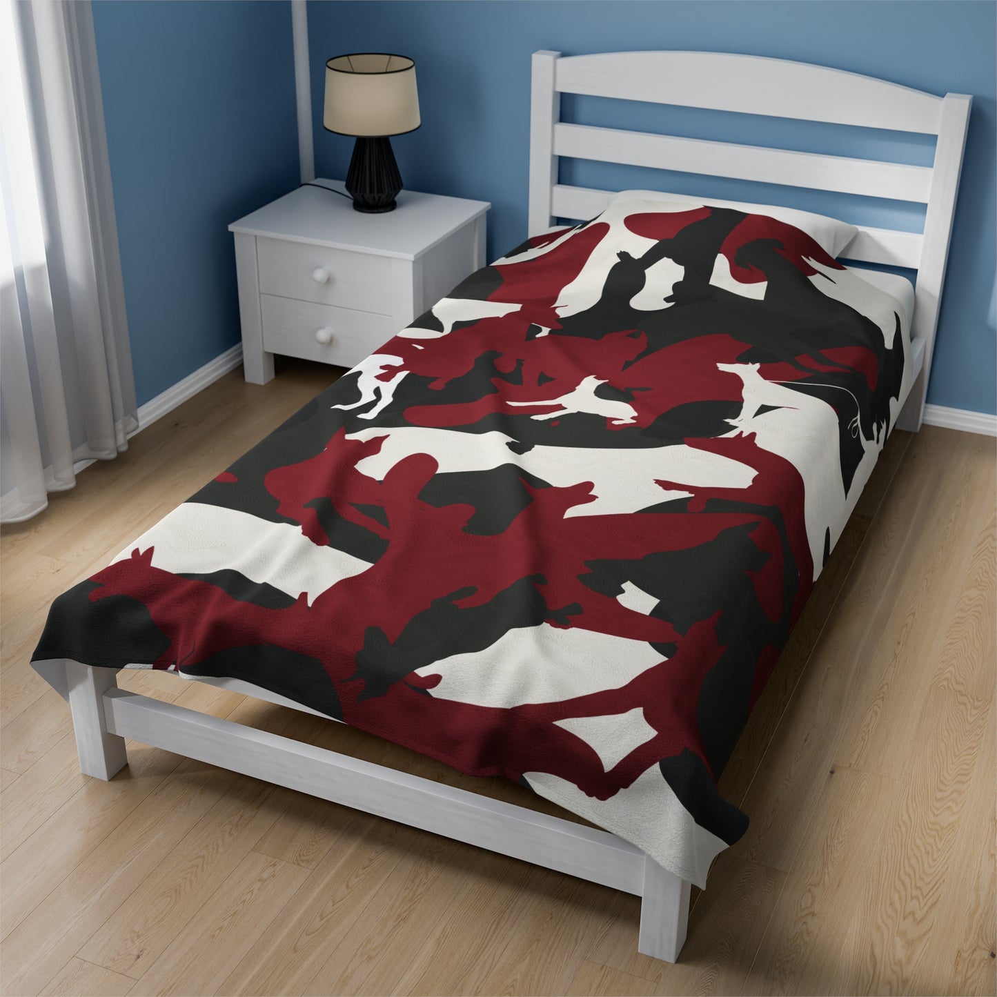 Doberman Red Camo Velveteen Plush Blanket