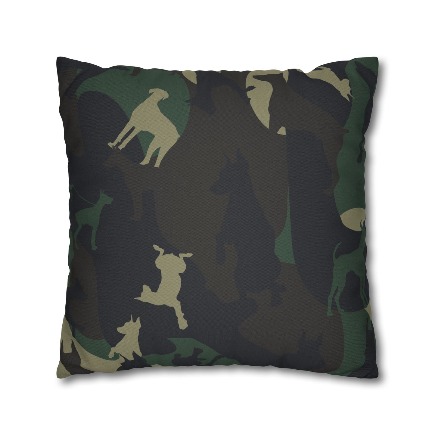 Doberman Camo Pattern Spun Polyester Square Pillowcase
