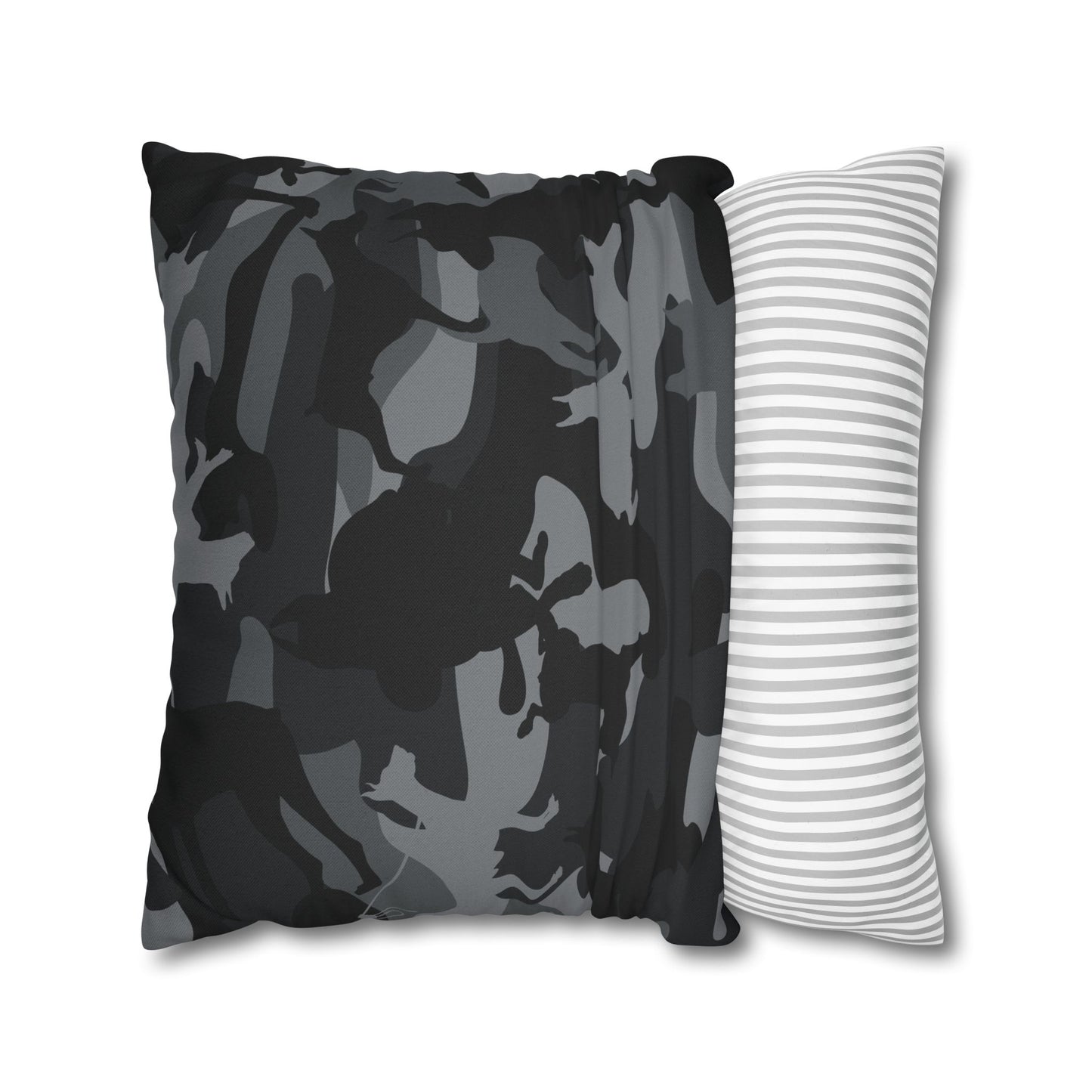Doberman Gray Camo Pattern Spun Polyester Square Pillowcase