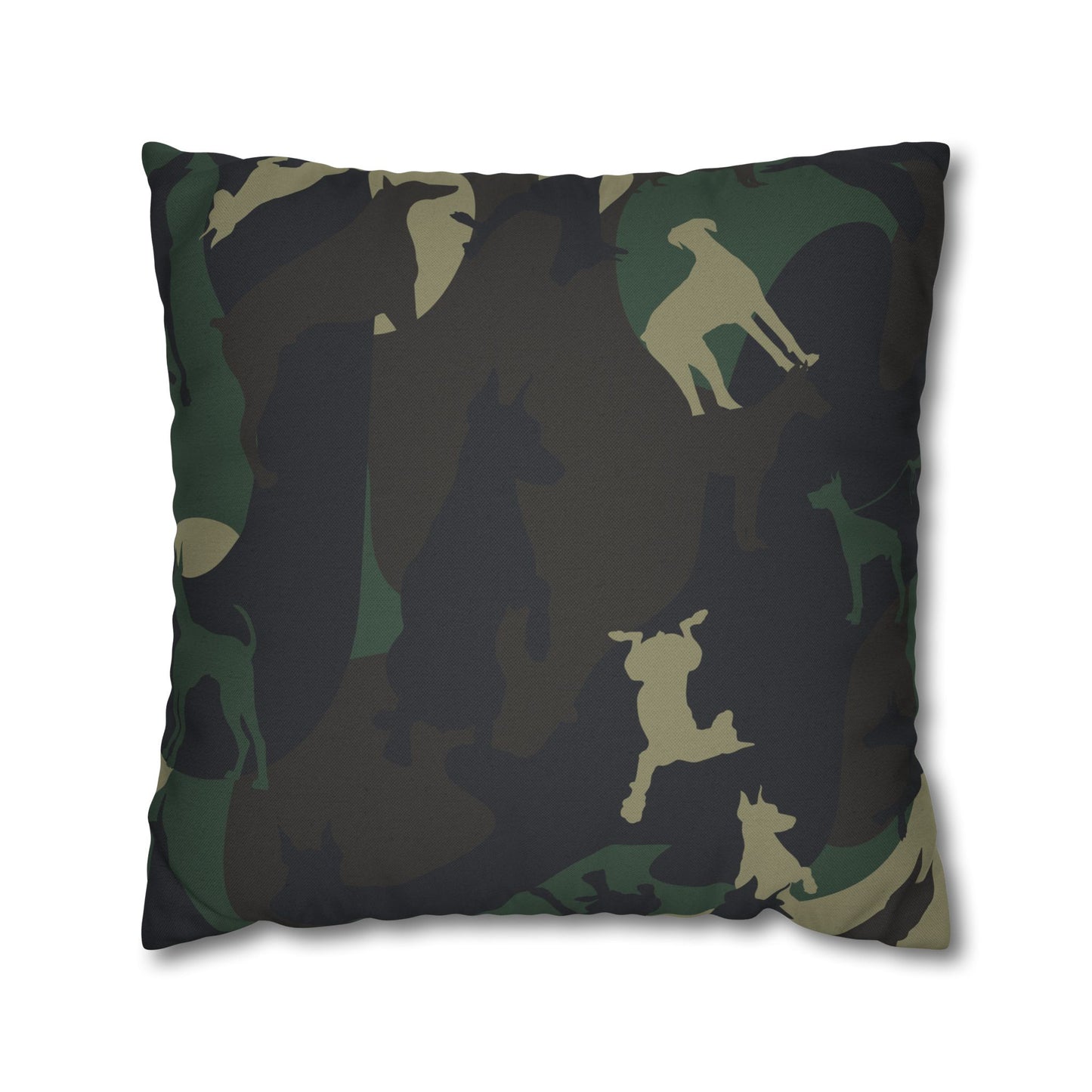 Doberman Camo Pattern Spun Polyester Square Pillowcase