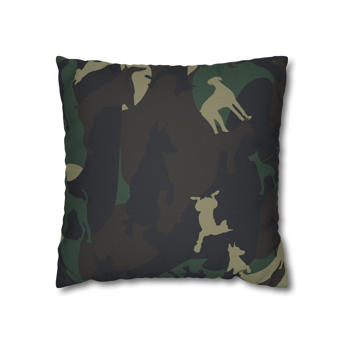 Doberman Camo Pattern Spun Polyester Square Pillowcase