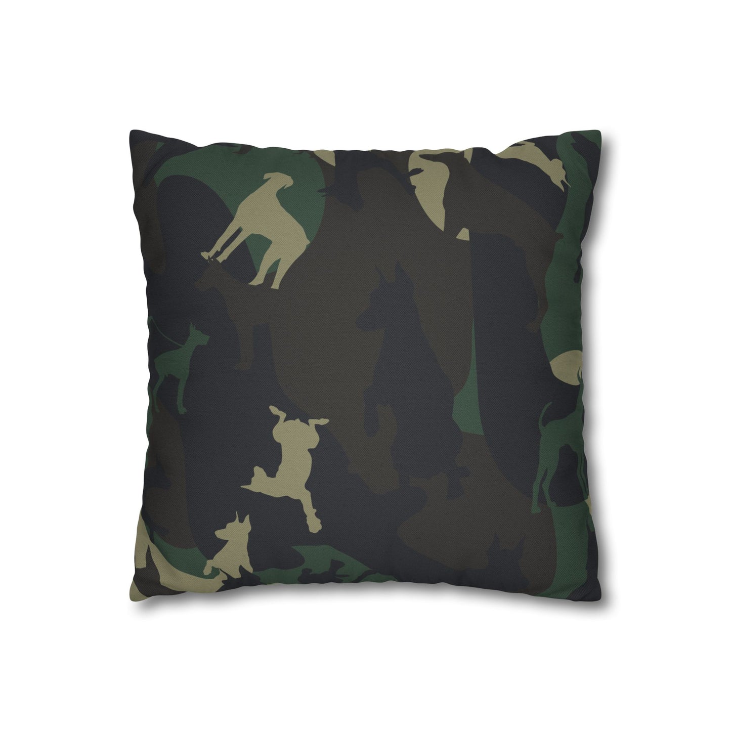 Doberman Camo Pattern Spun Polyester Square Pillowcase