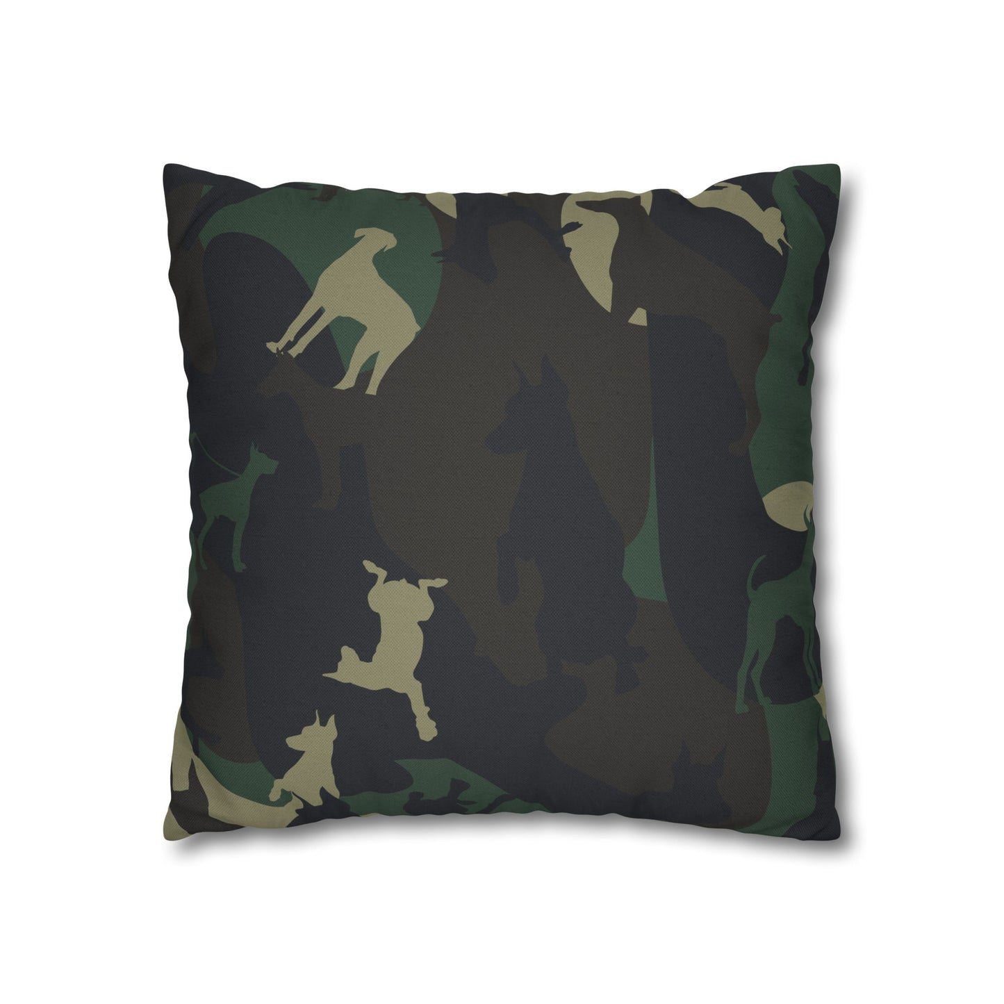 Doberman Camo Pattern Spun Polyester Square Pillowcase