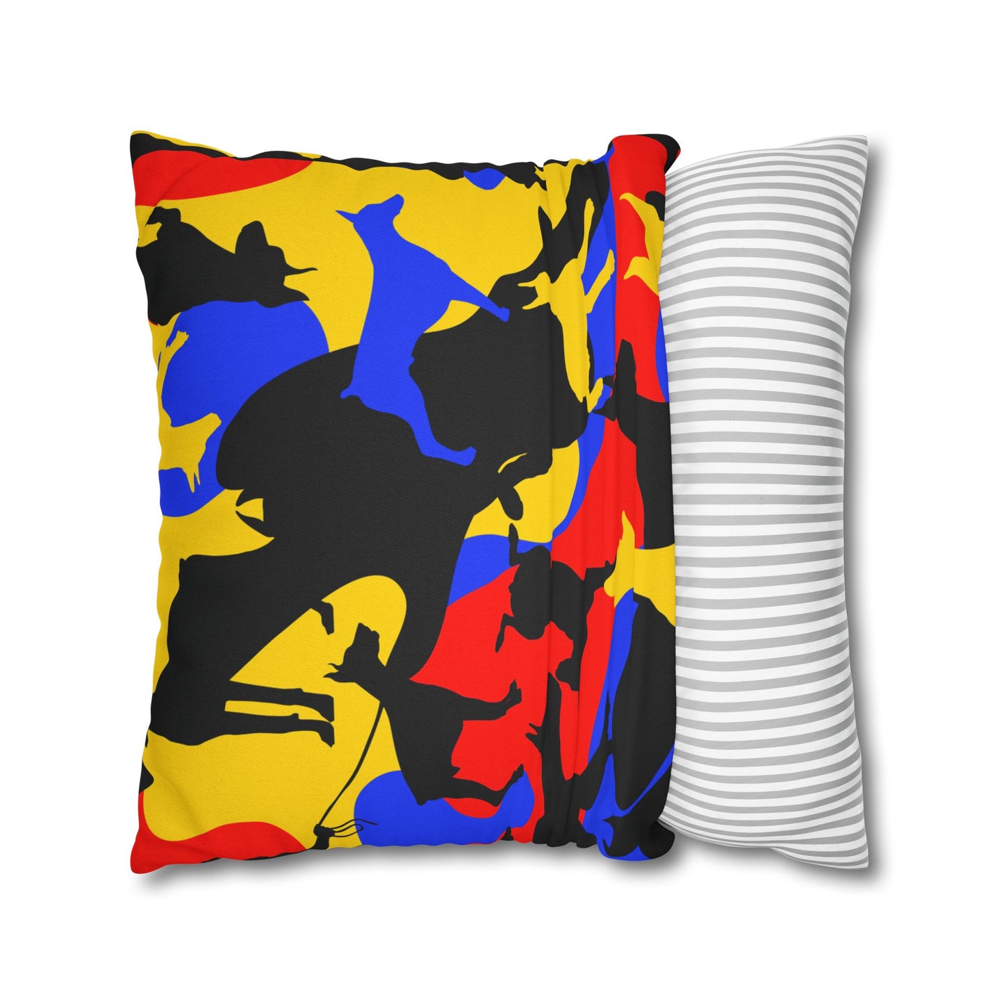 Doberman Yellow Camo Pattern Spun Polyester Square Pillowcase