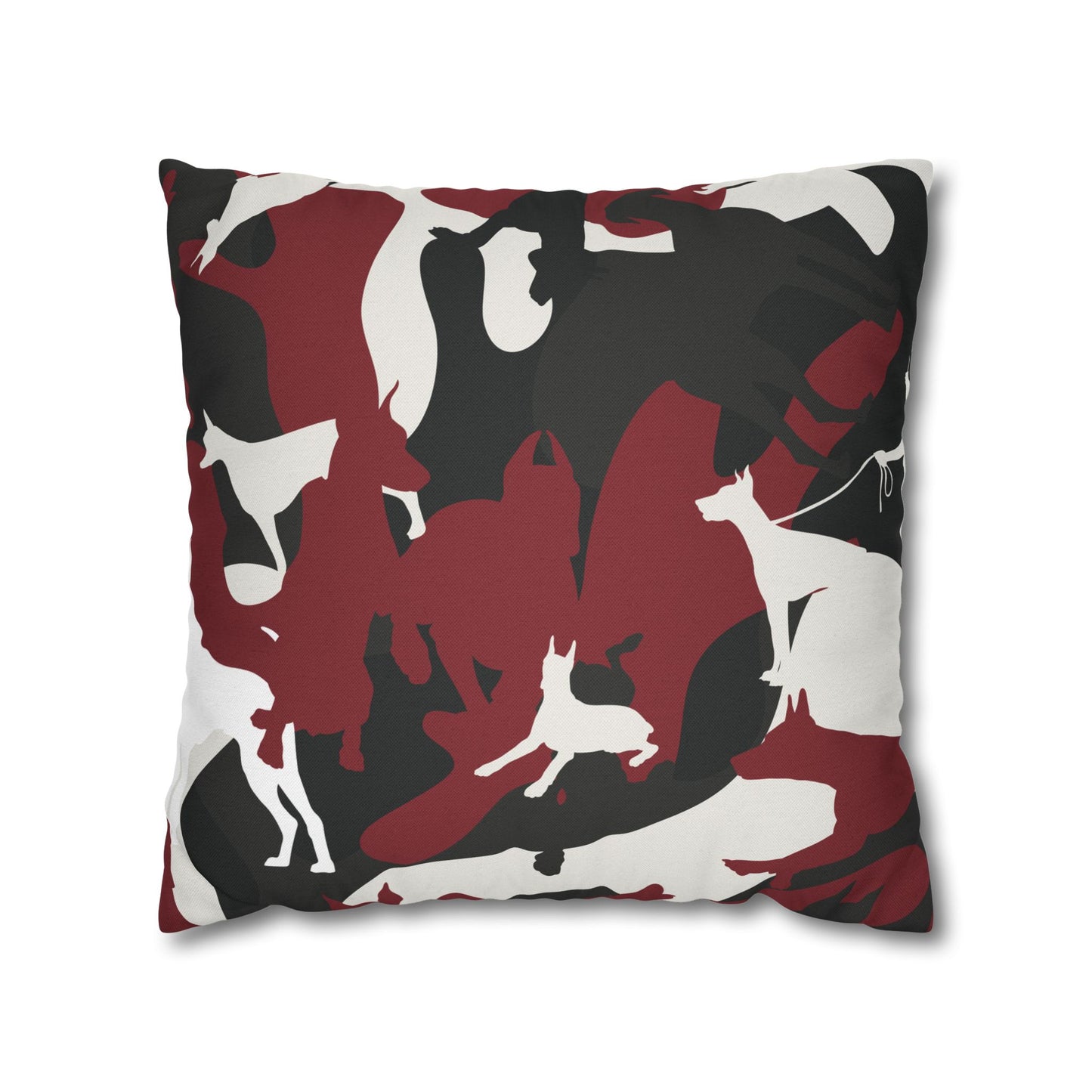 Doberman Red Camo Pattern Spun Polyester Square Pillowcase