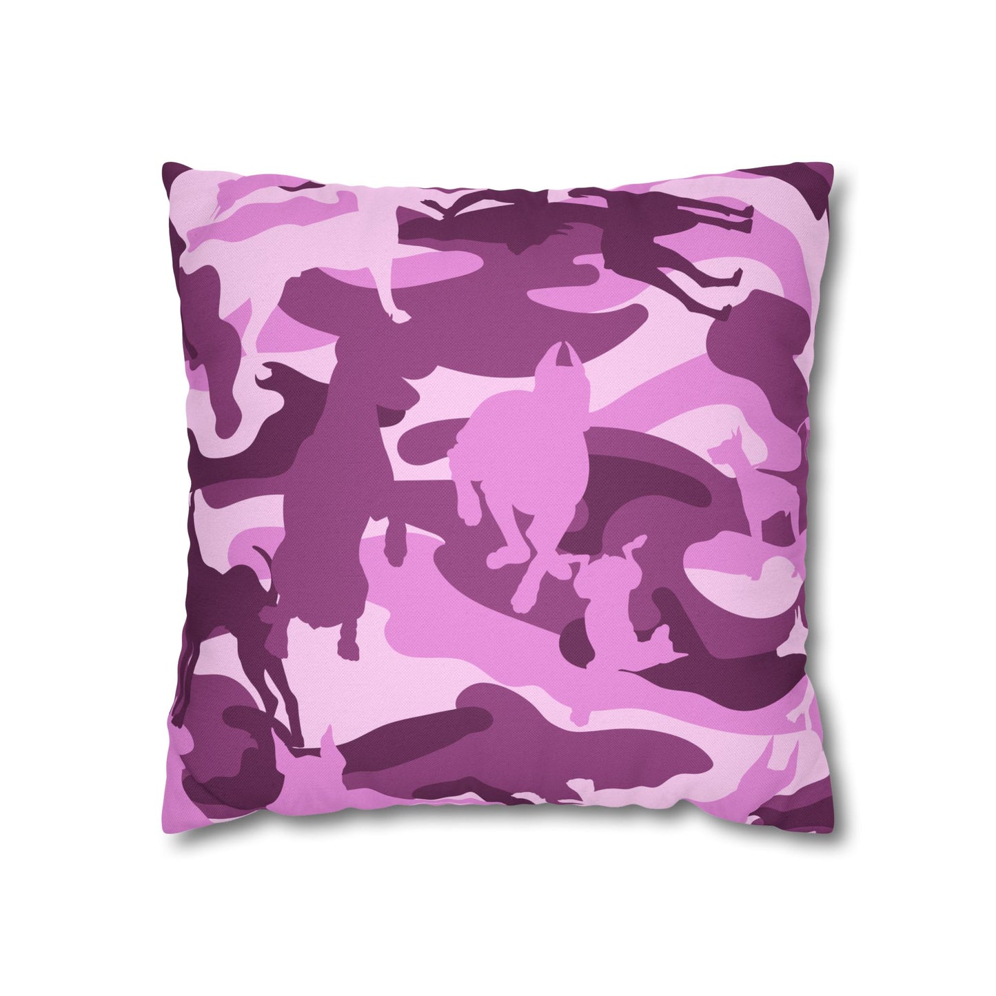 Doberman Pink Camo Spun Polyester Square Pillowcase