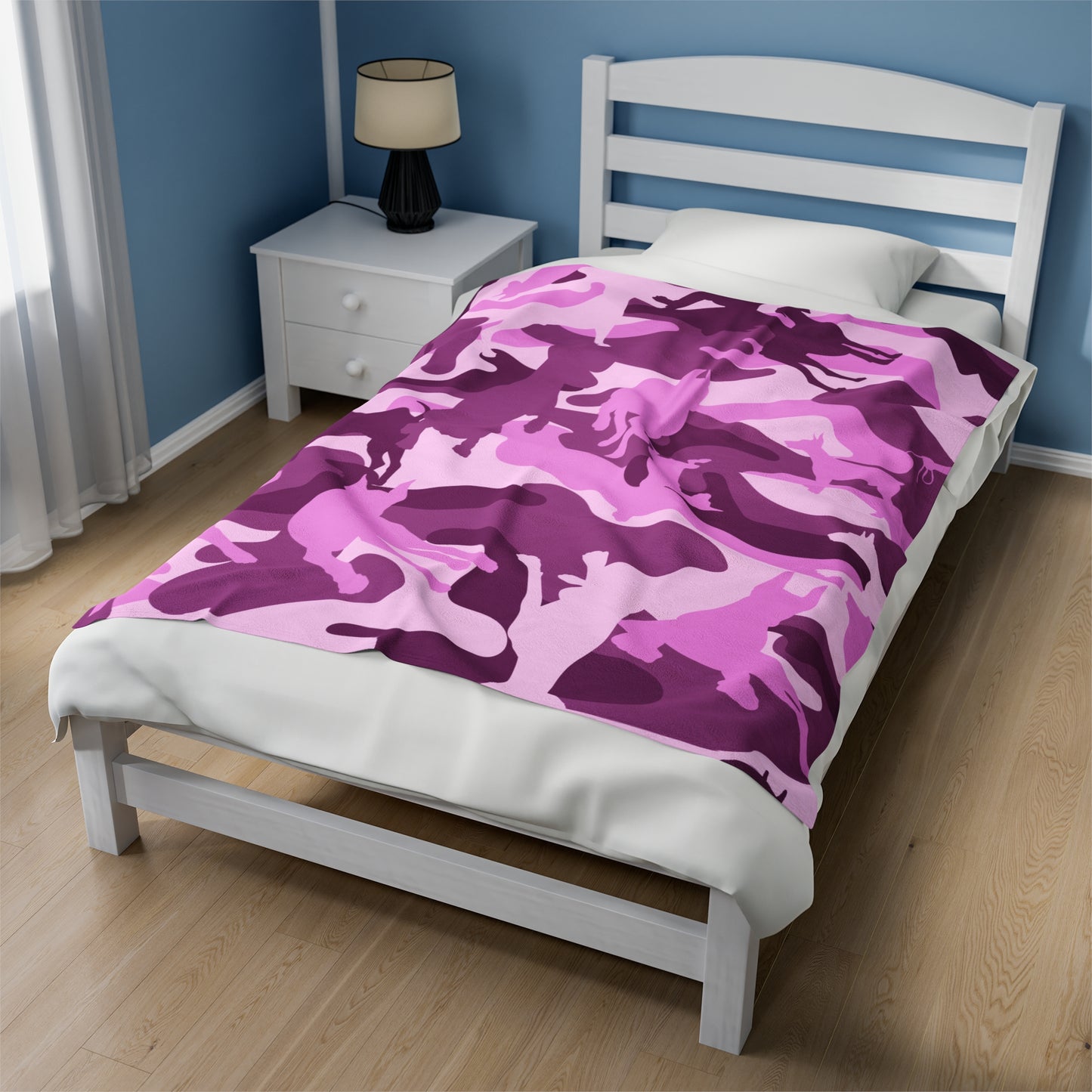 Doberman Pink Camo Velveteen Plush Blanket