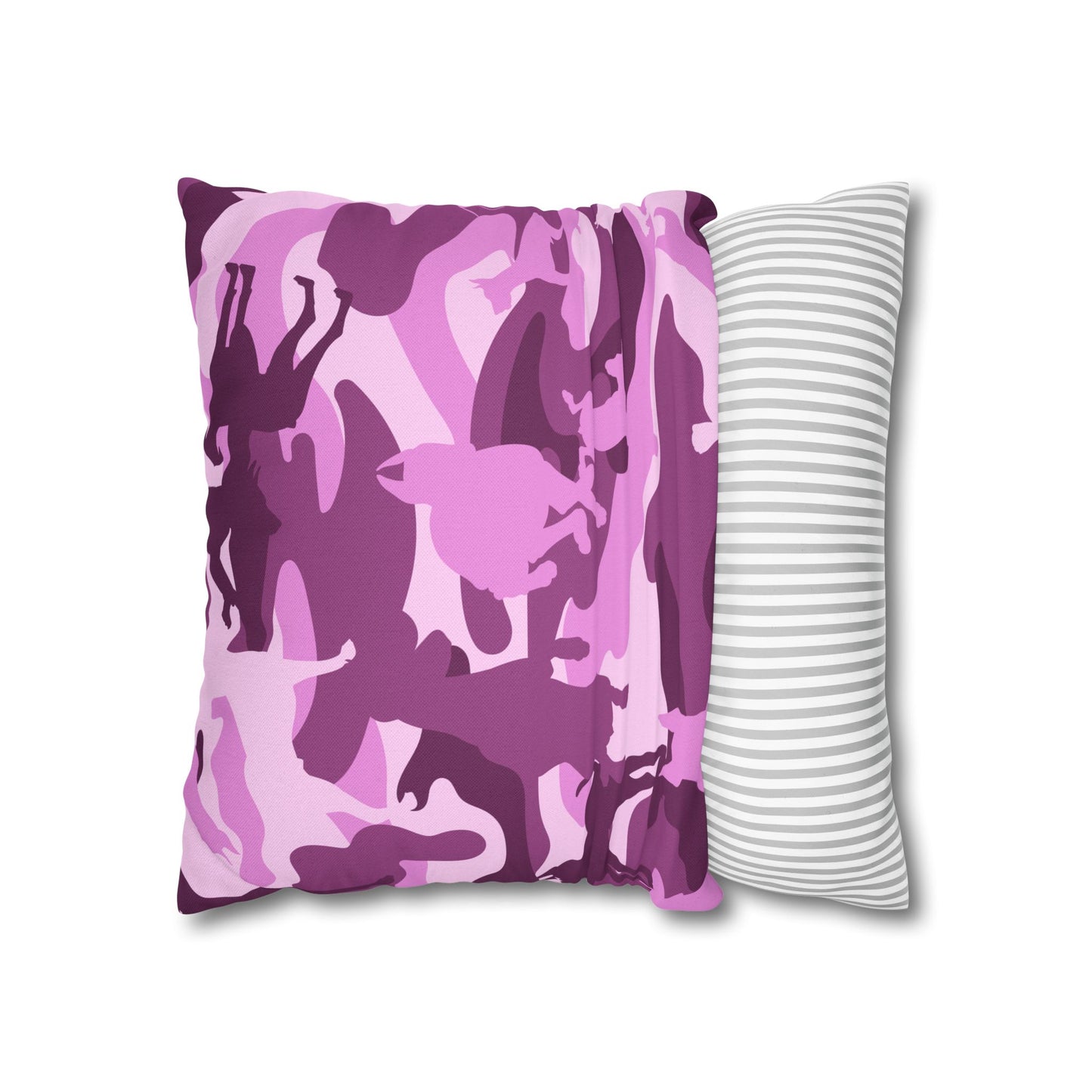 Doberman Pink Camo Spun Polyester Square Pillowcase