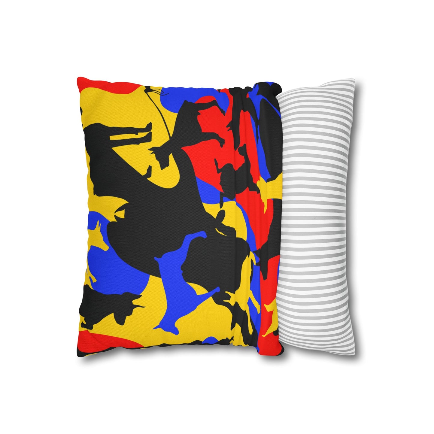 Doberman Yellow Camo Pattern Spun Polyester Square Pillowcase