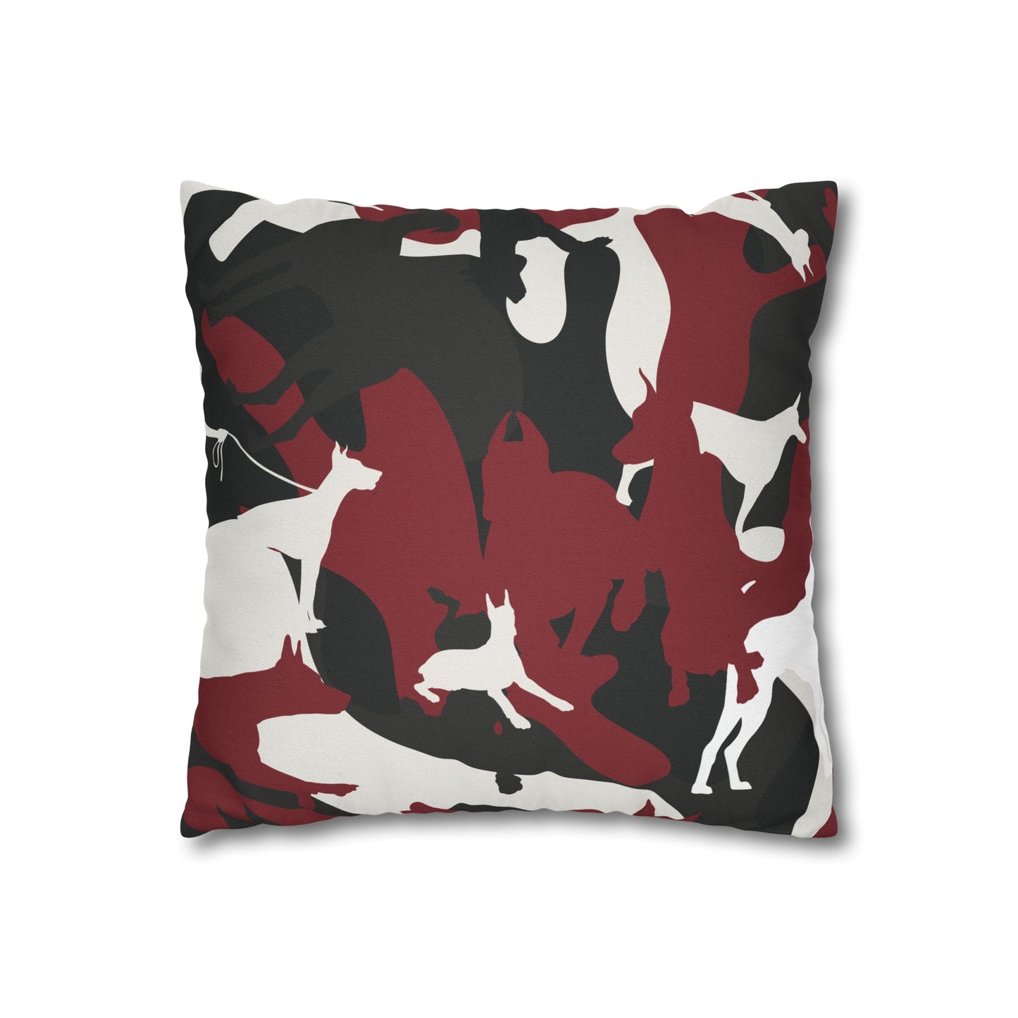 Doberman Red Camo Pattern Spun Polyester Square Pillowcase