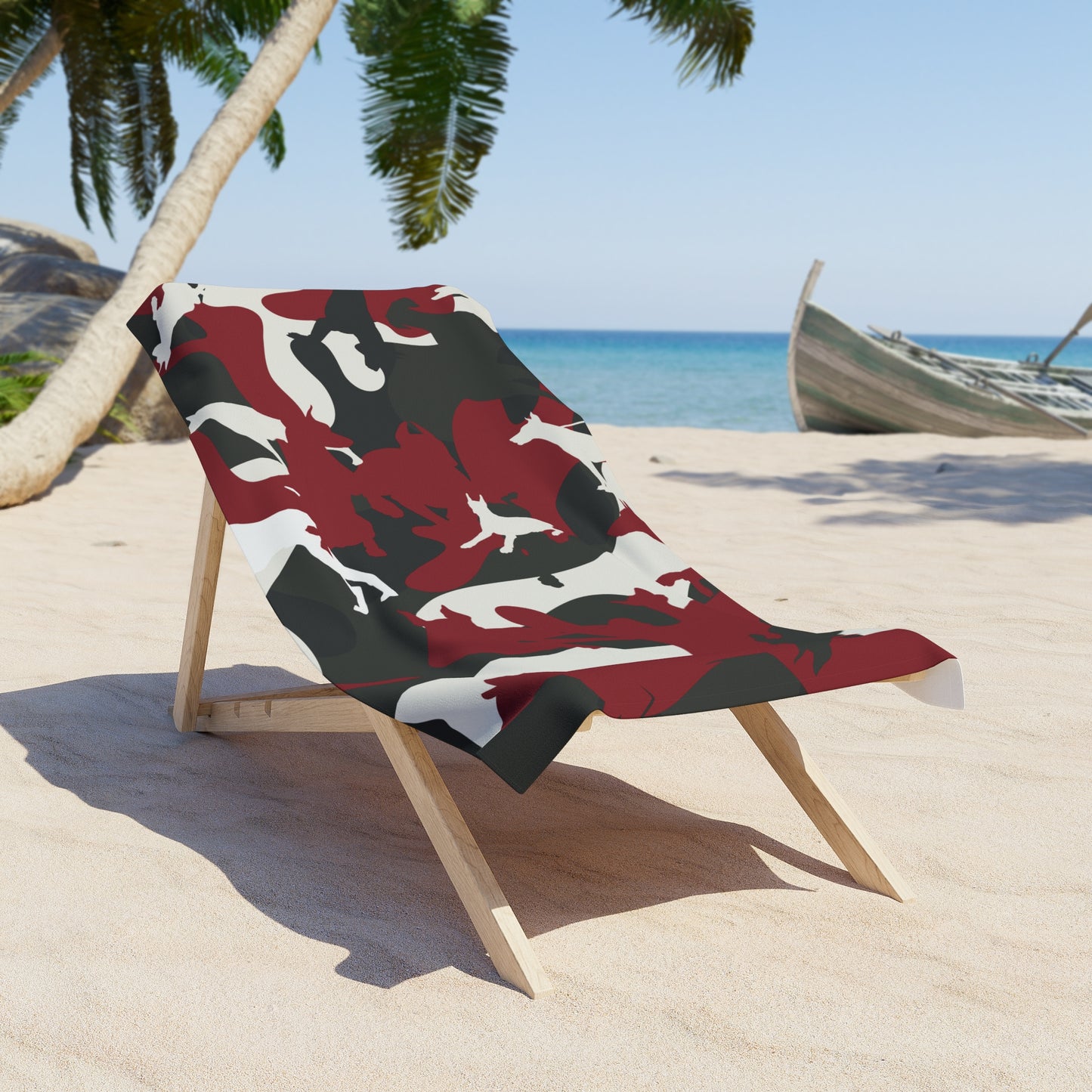 Doberman Red Camo Beach Towel