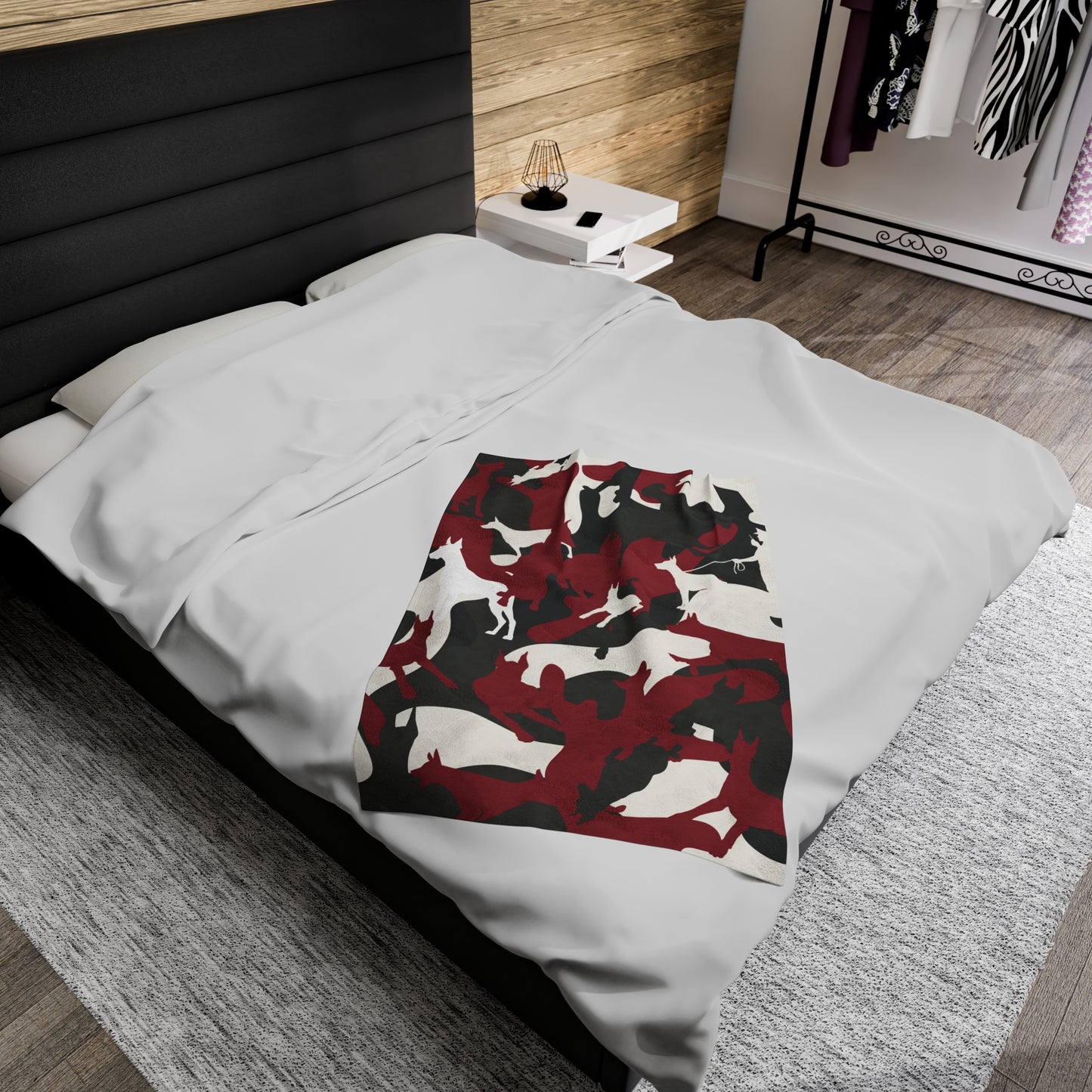 Doberman Red Camo Velveteen Plush Blanket