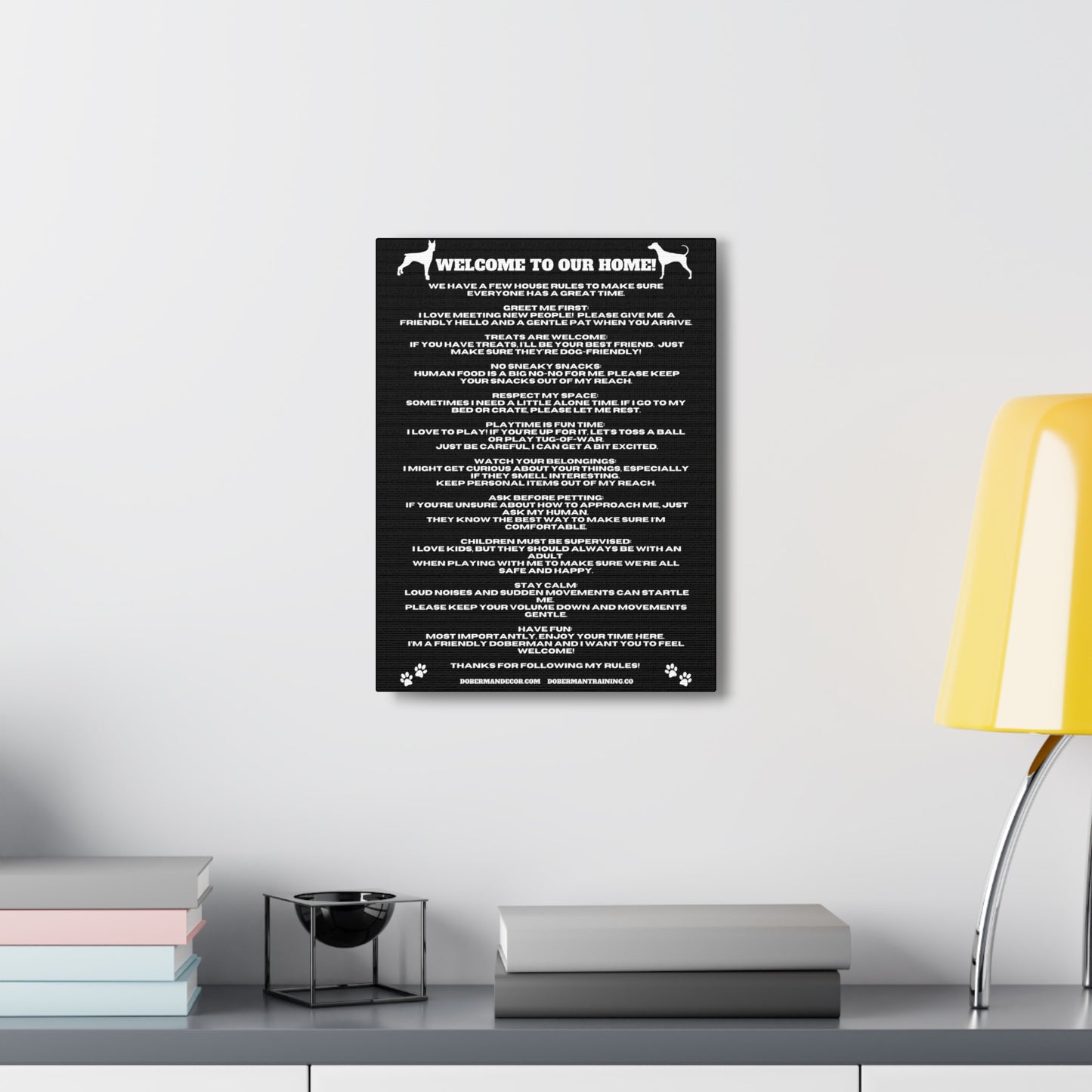 Doberman House Rules Canvas Gallery Wraps