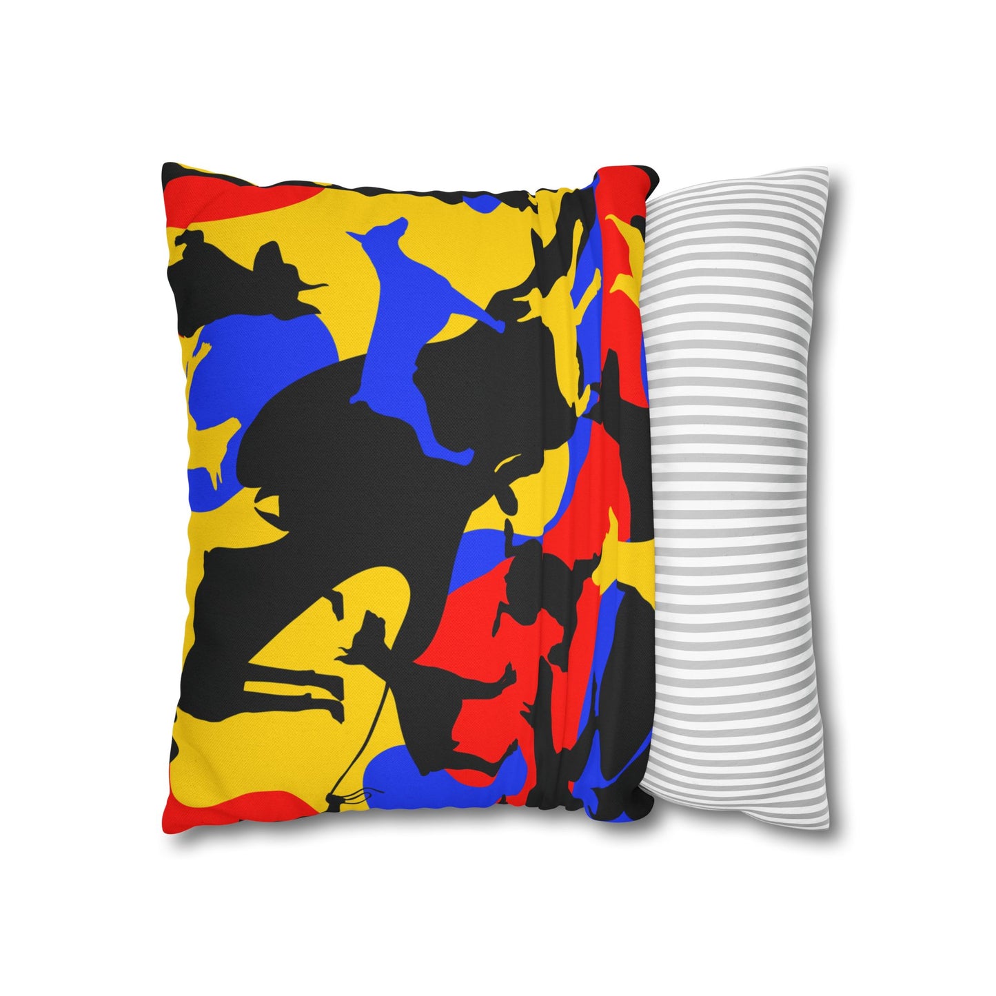 Doberman Yellow Camo Pattern Spun Polyester Square Pillowcase