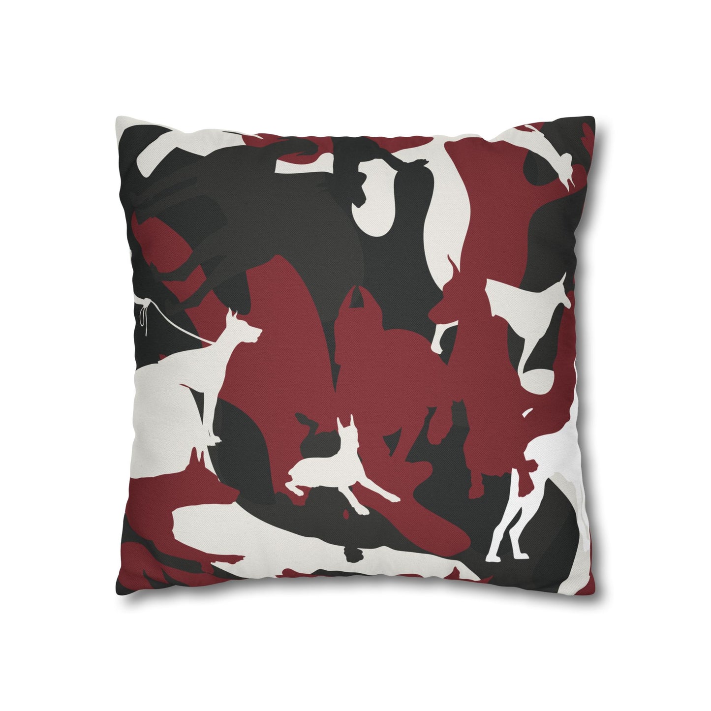 Doberman Red Camo Pattern Spun Polyester Square Pillowcase