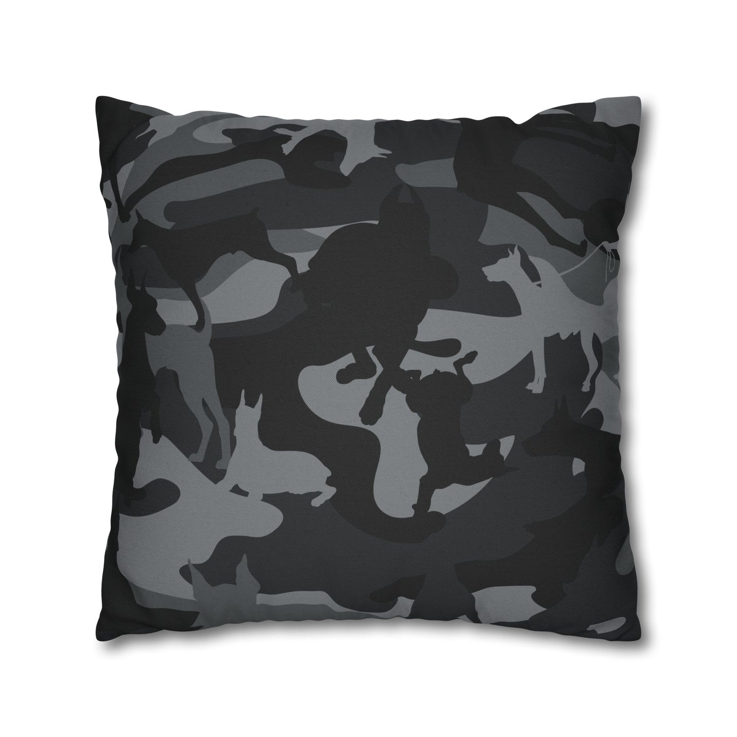 Doberman Gray Camo Pattern Spun Polyester Square Pillowcase