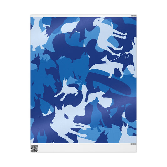 Blue Camo Doberman Wrapping Papers