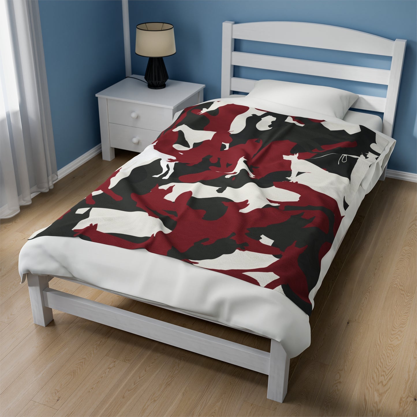 Doberman Red Camo Velveteen Plush Blanket