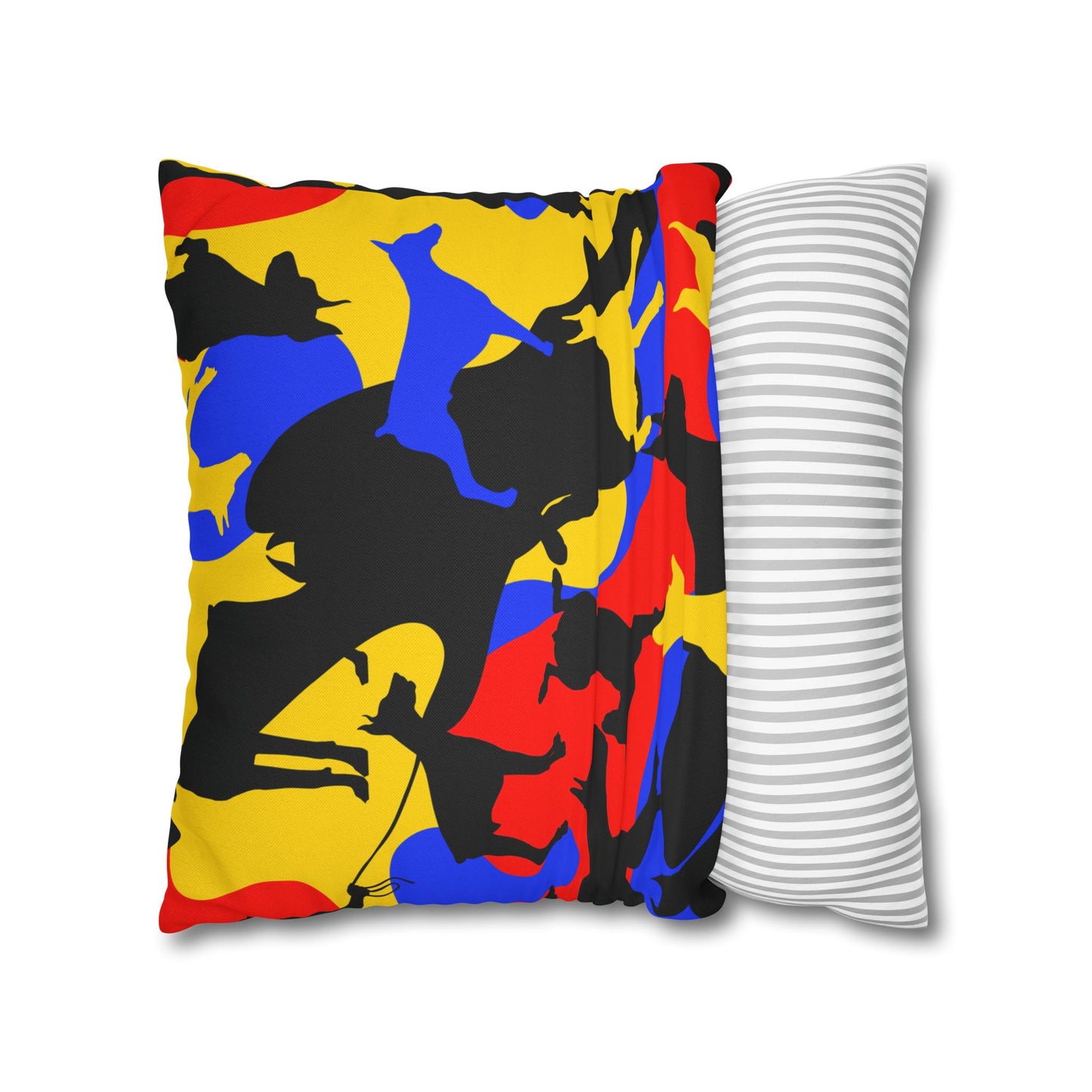 Doberman Yellow Camo Pattern Spun Polyester Square Pillowcase