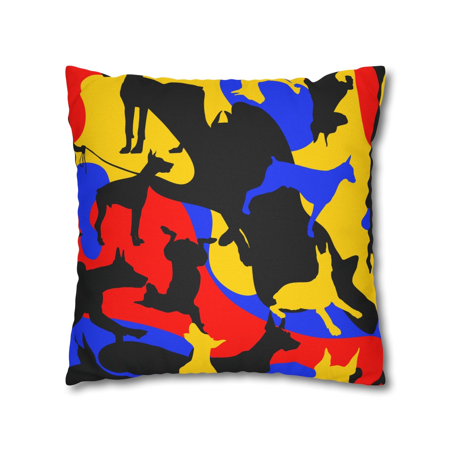 Doberman Yellow Camo Pattern Spun Polyester Square Pillowcase