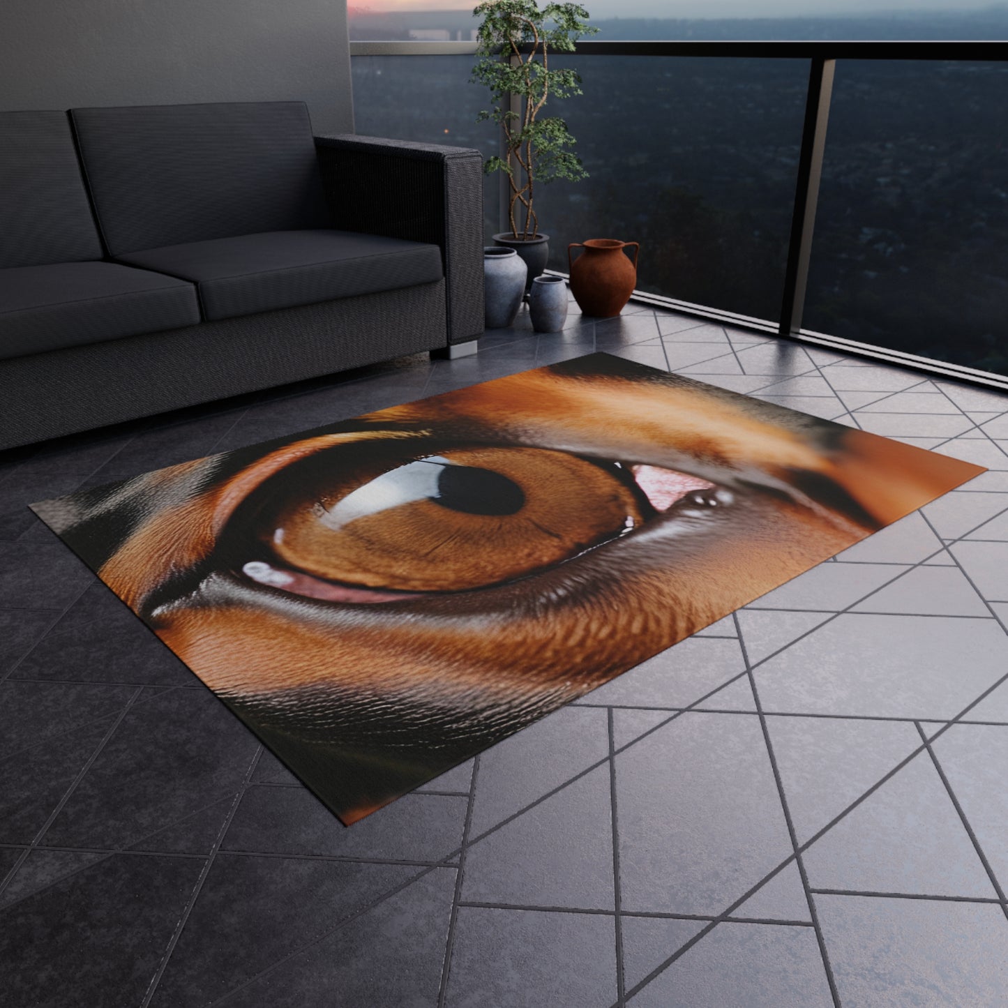 Doberman Theme Outdoor Rug Eye 1  (Customizable)