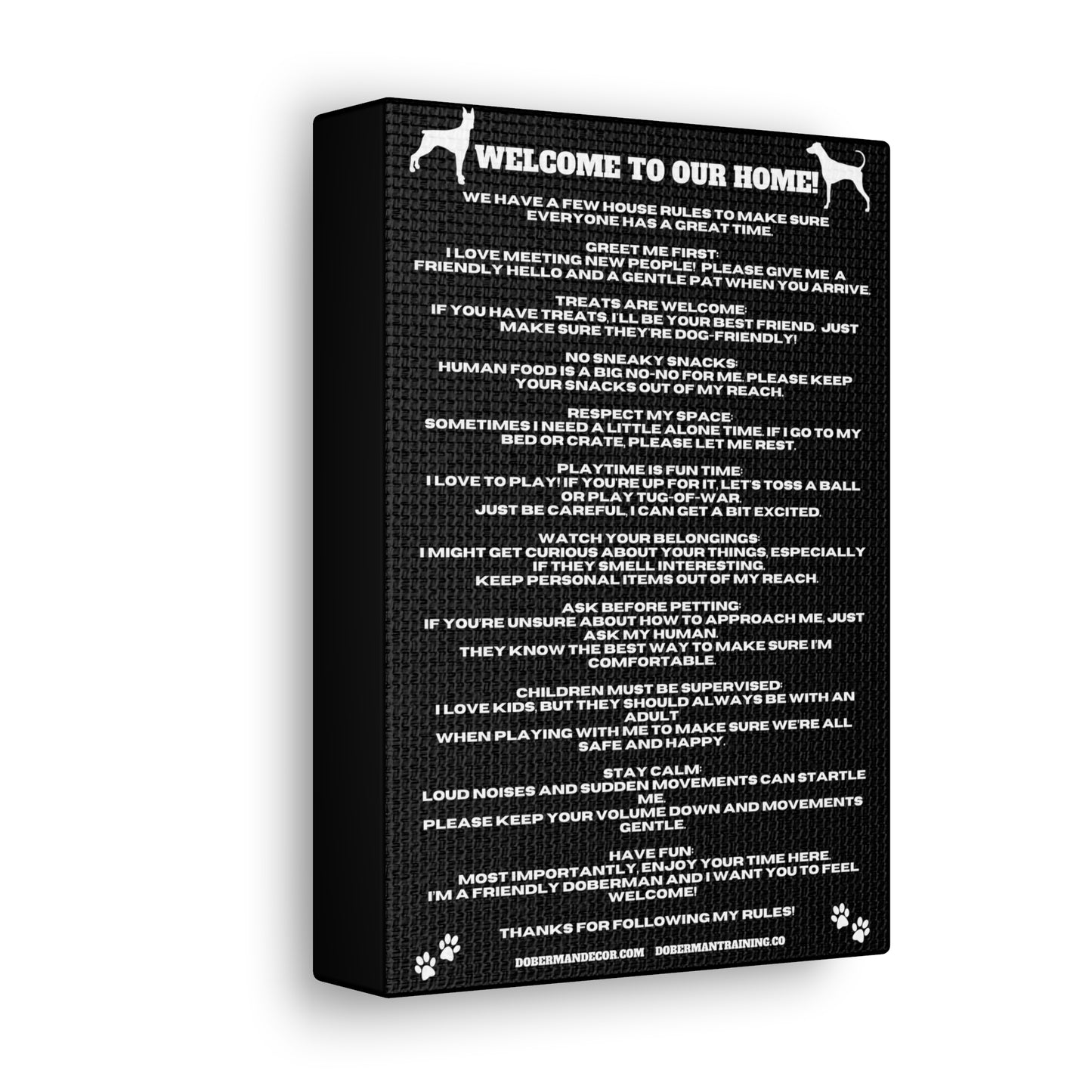 Doberman House Rules Canvas Gallery Wraps