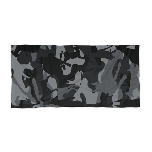 Doberman Gray Camo Beach Towel