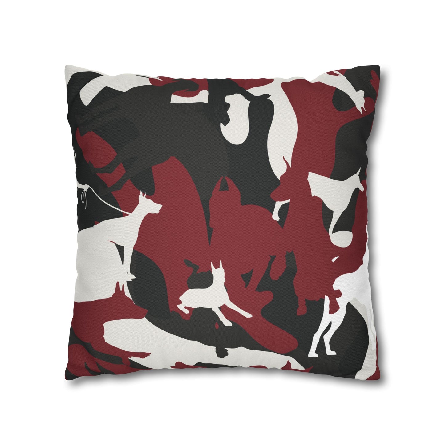 Doberman Red Camo Pattern Spun Polyester Square Pillowcase