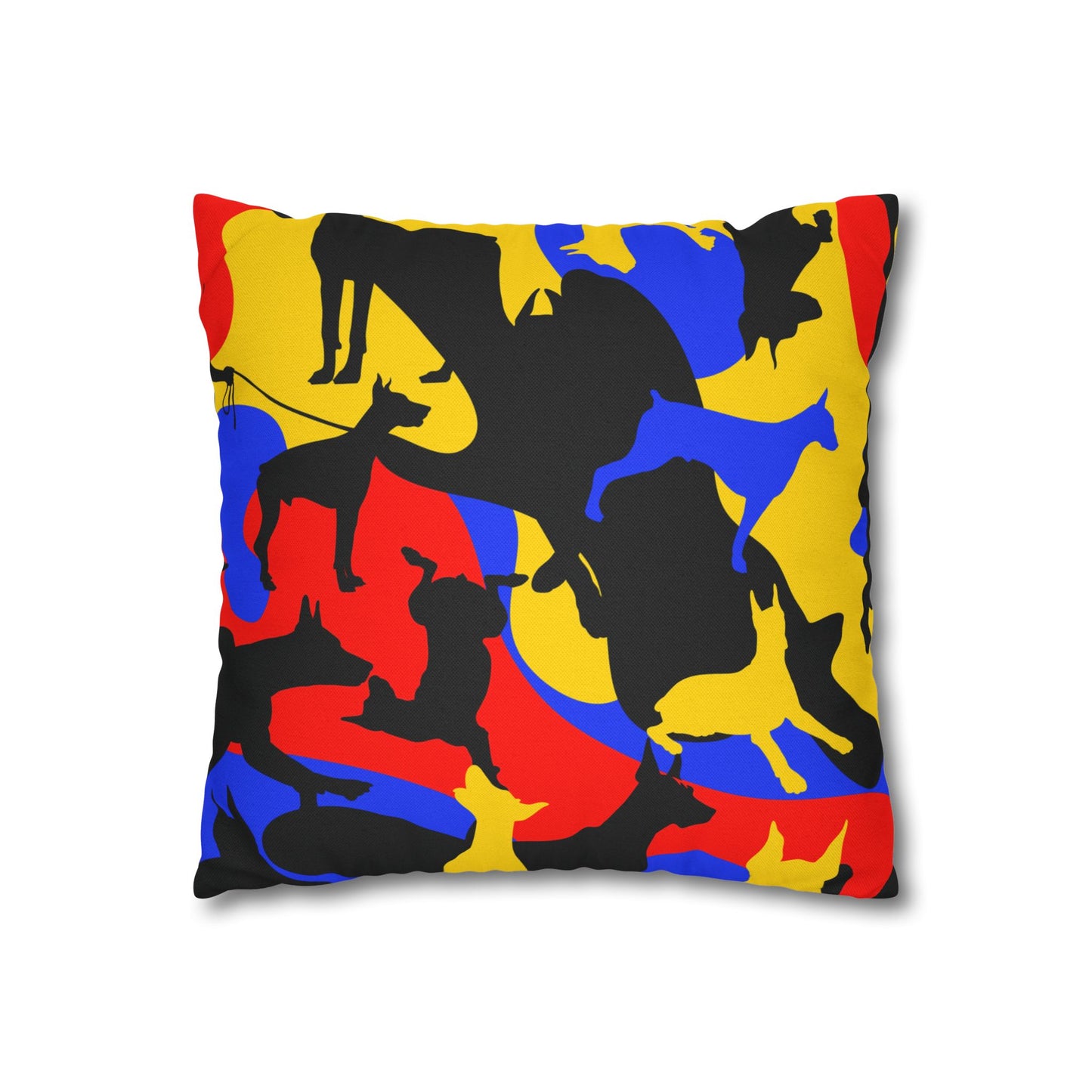 Doberman Yellow Camo Pattern Spun Polyester Square Pillowcase