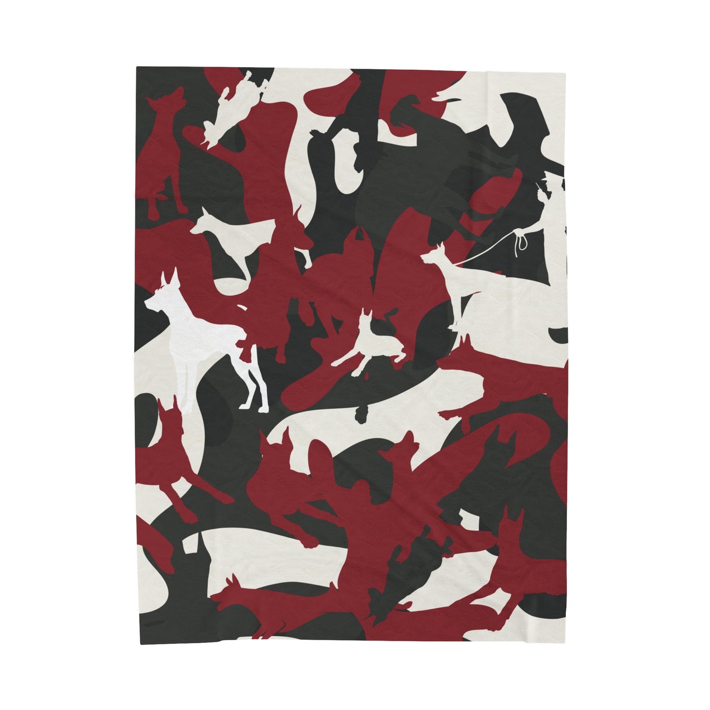 Doberman Red Camo Velveteen Plush Blanket