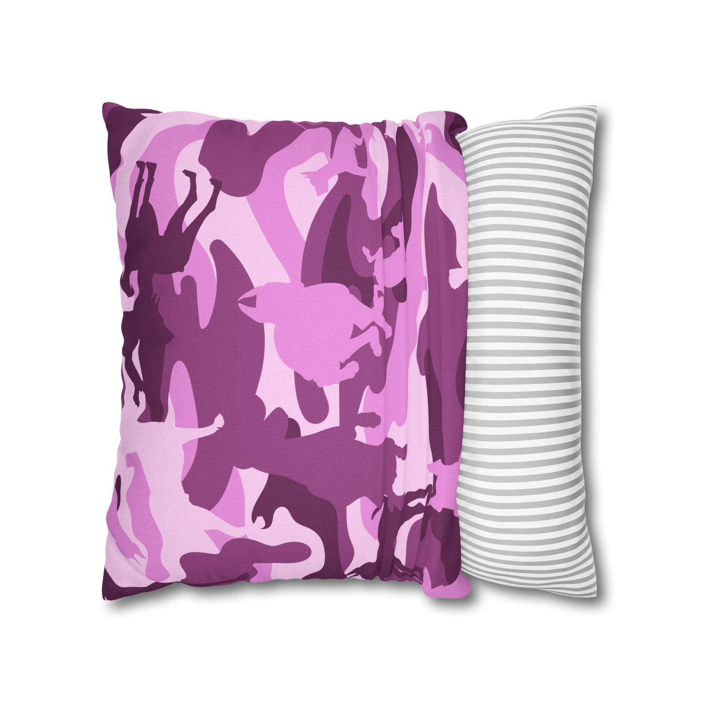 Doberman Pink Camo Spun Polyester Square Pillowcase