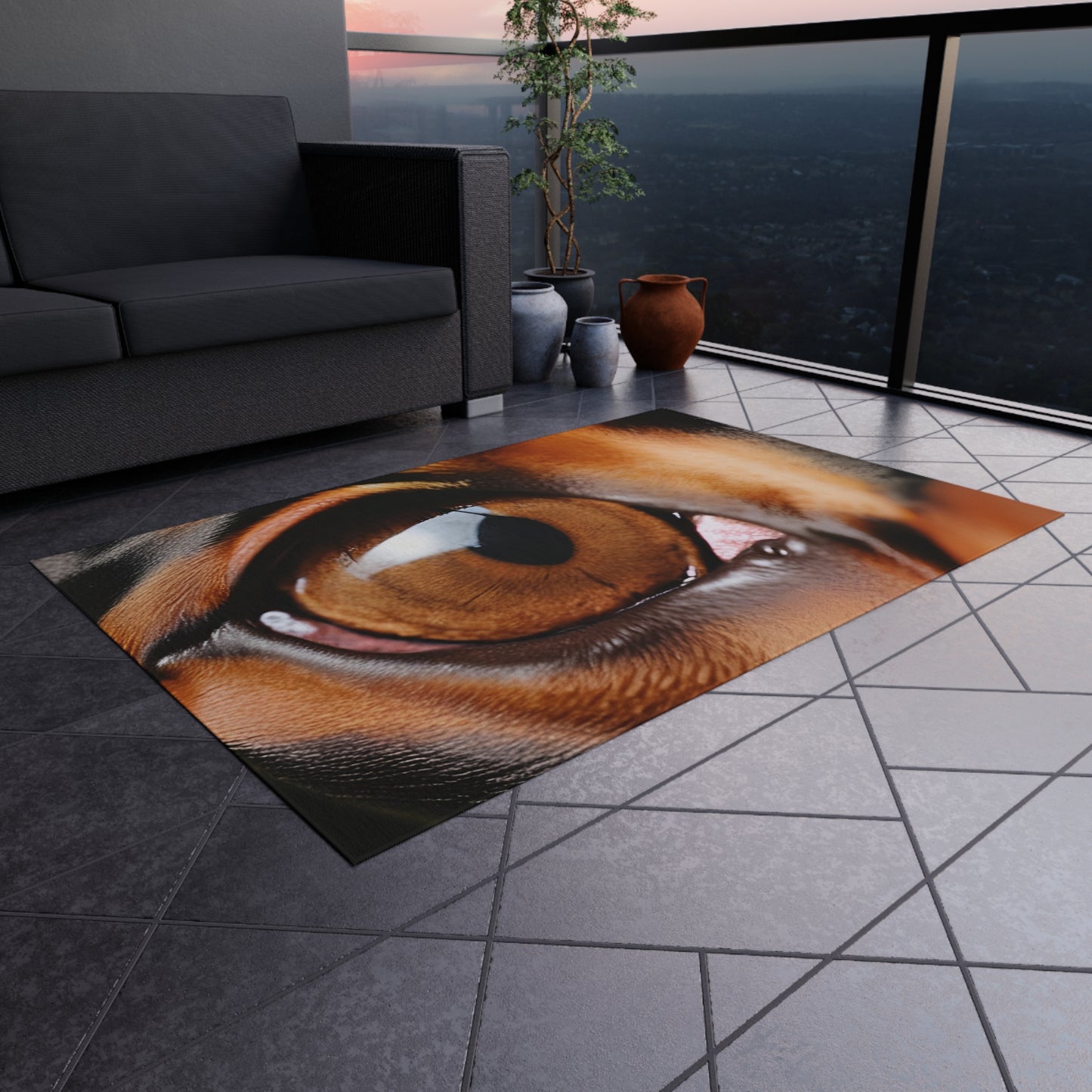 Doberman Theme Outdoor Rug Eye 1  (Customizable)