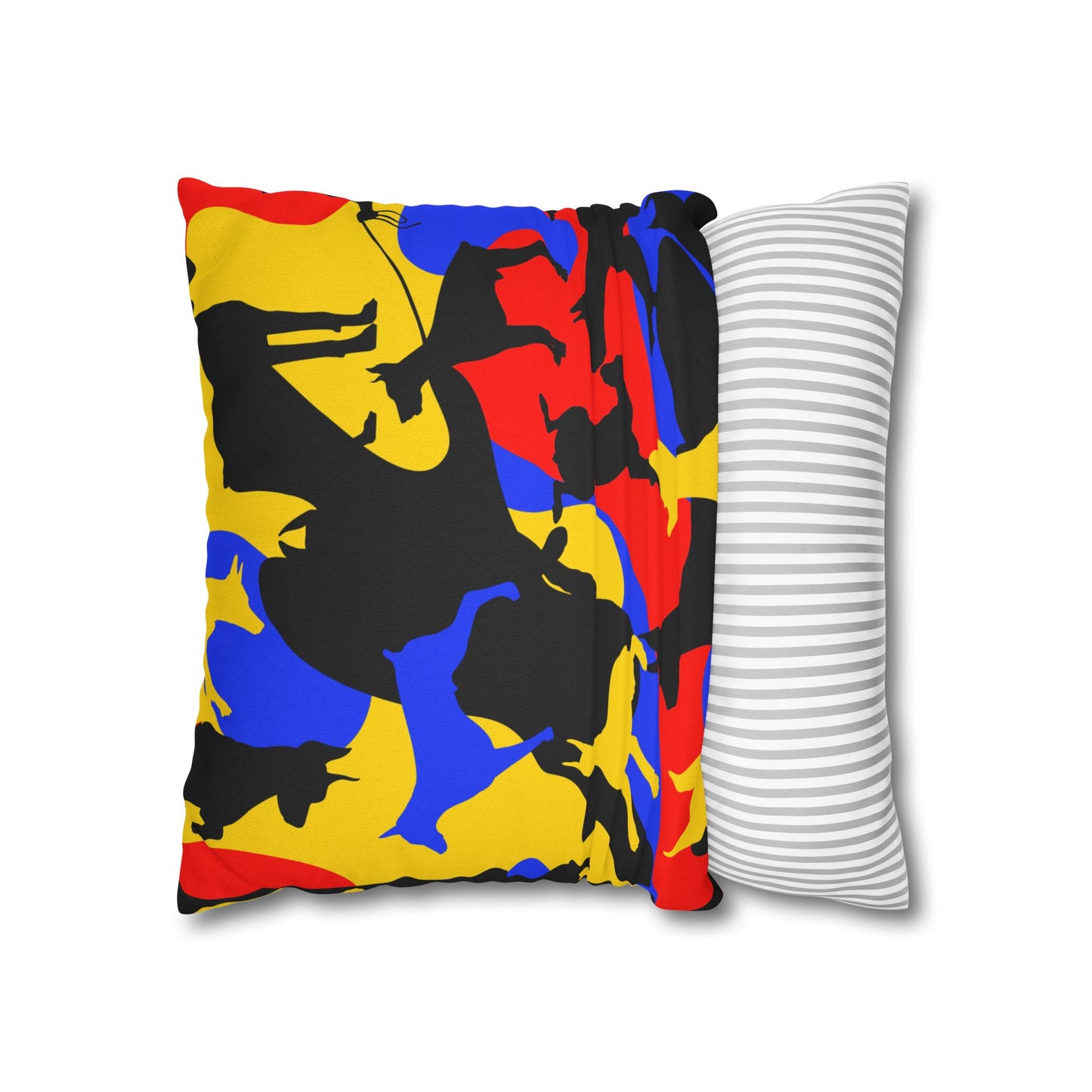 Doberman Yellow Camo Pattern Spun Polyester Square Pillowcase