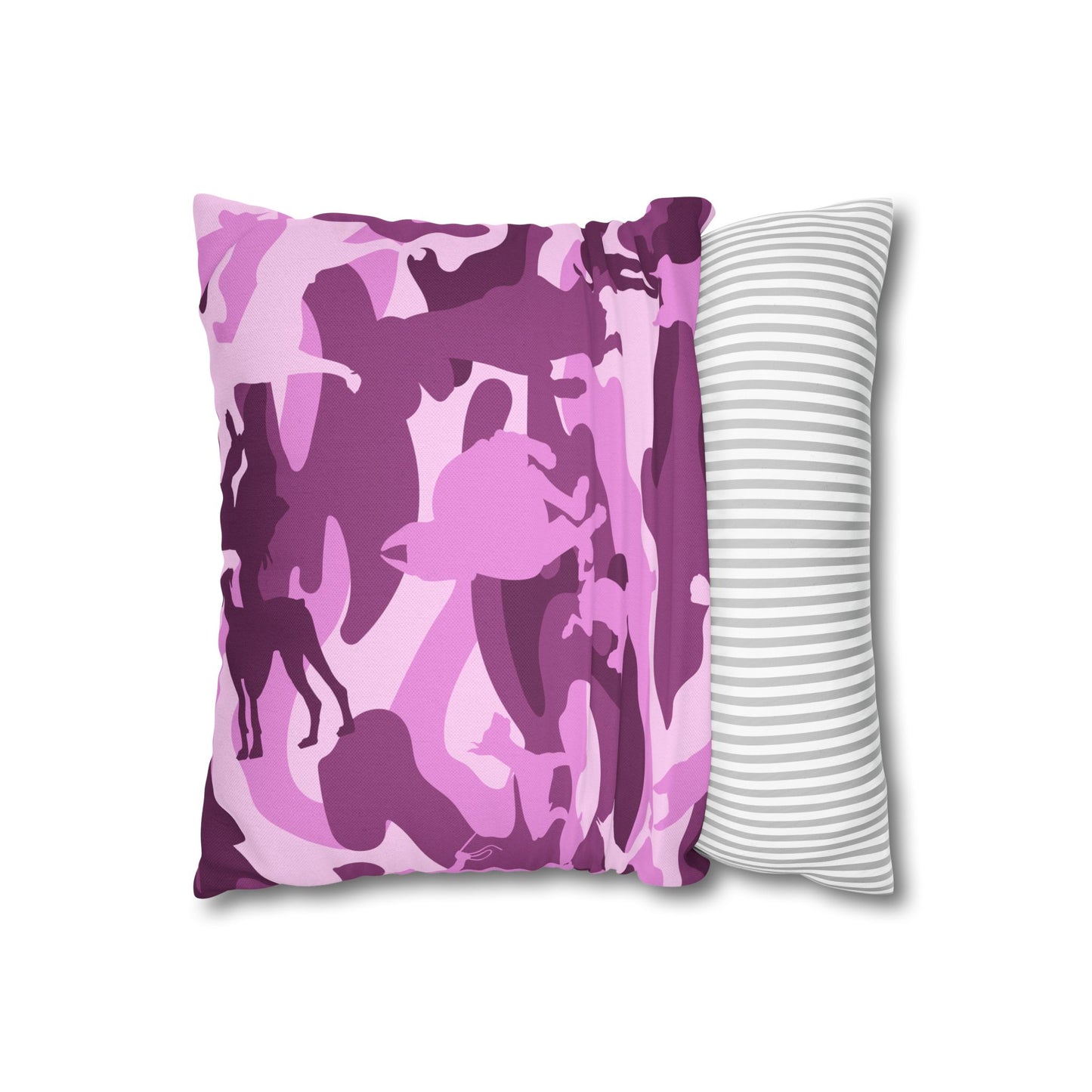 Doberman Pink Camo Spun Polyester Square Pillowcase