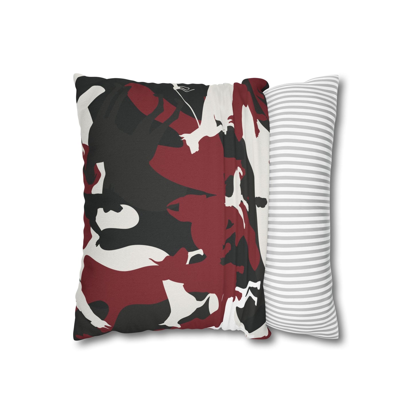 Doberman Red Camo Pattern Spun Polyester Square Pillowcase