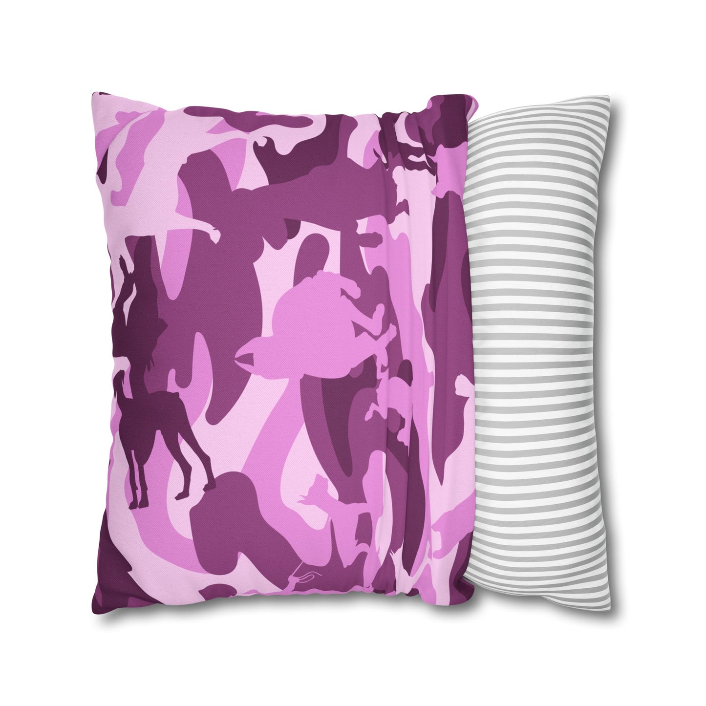 Doberman Pink Camo Spun Polyester Square Pillowcase