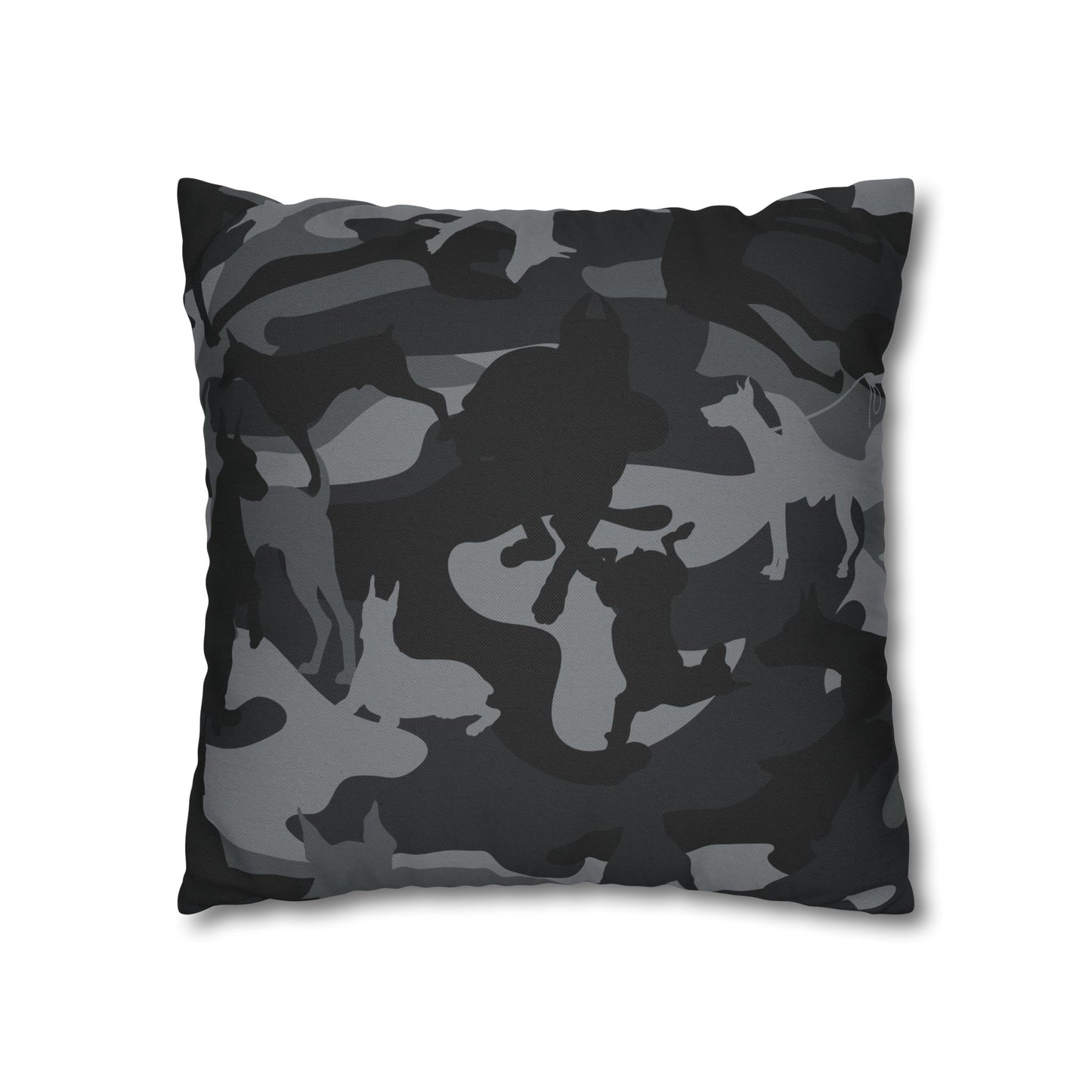 Doberman Gray Camo Pattern Spun Polyester Square Pillowcase