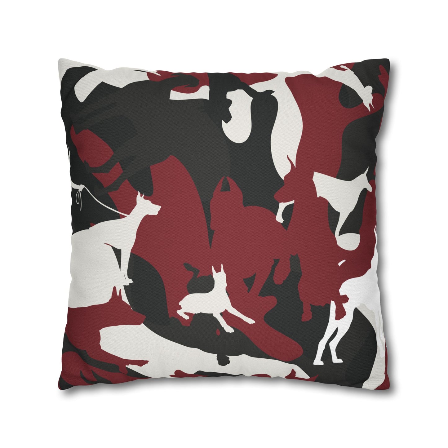 Doberman Red Camo Pattern Spun Polyester Square Pillowcase