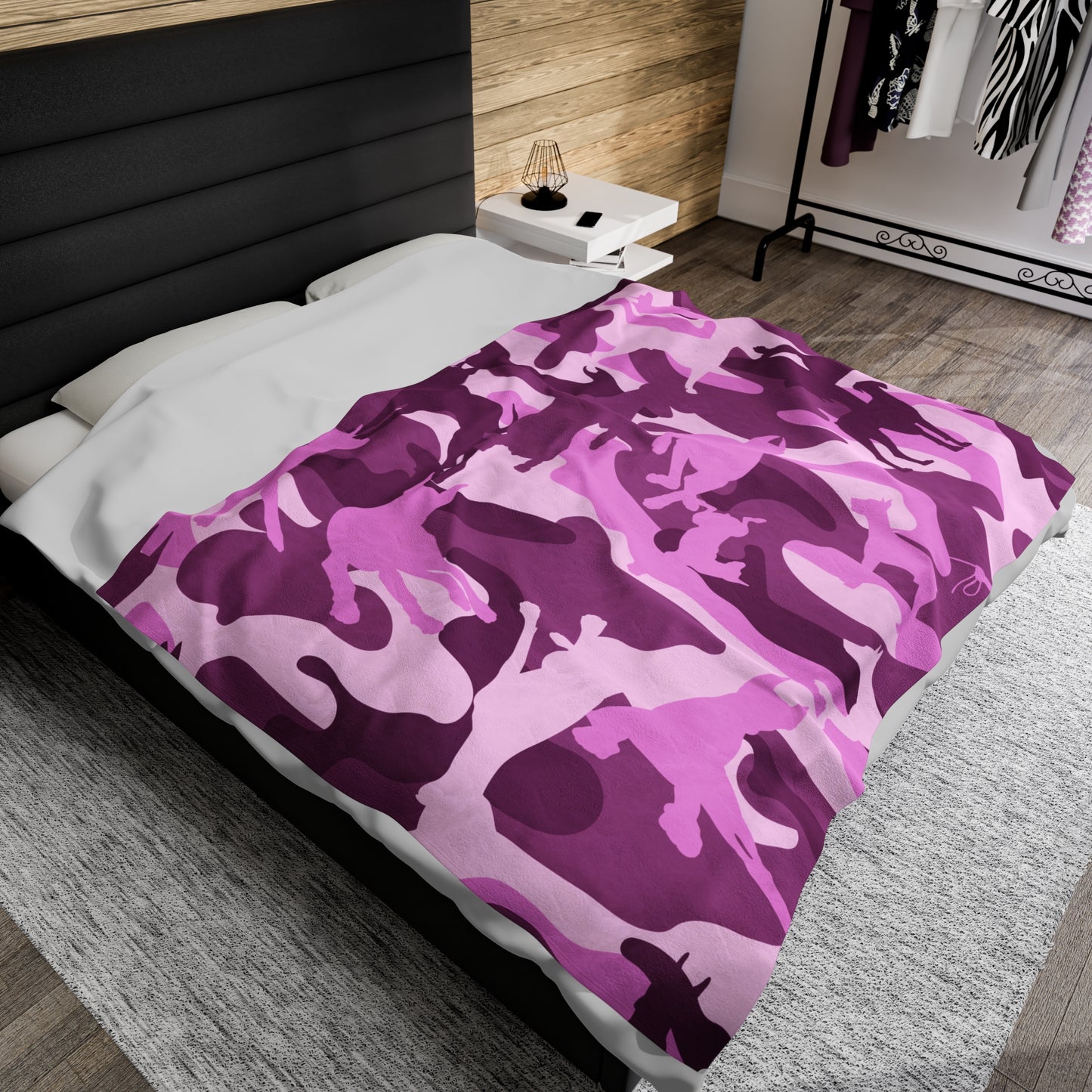 Doberman Pink Camo Velveteen Plush Blanket