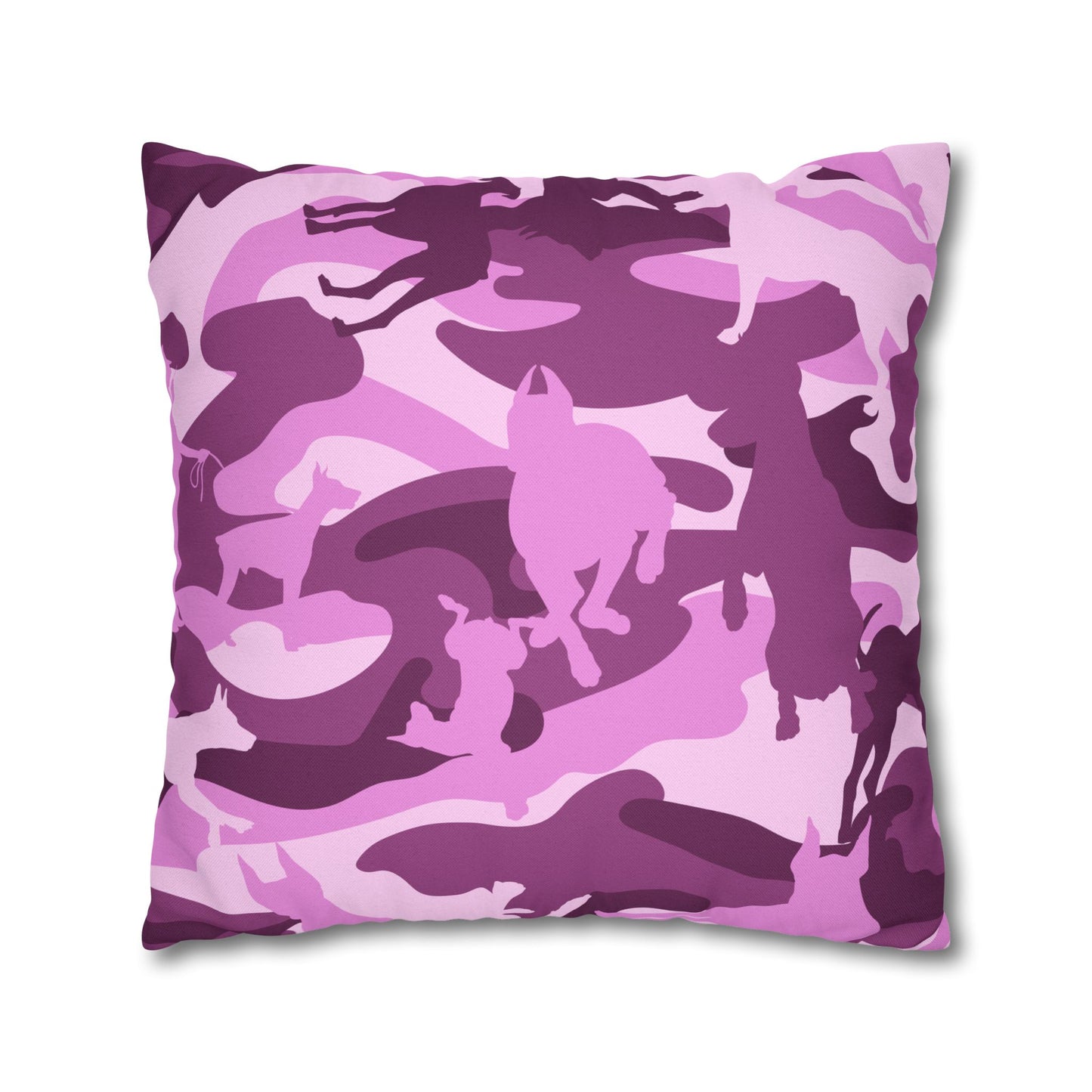 Doberman Pink Camo Spun Polyester Square Pillowcase