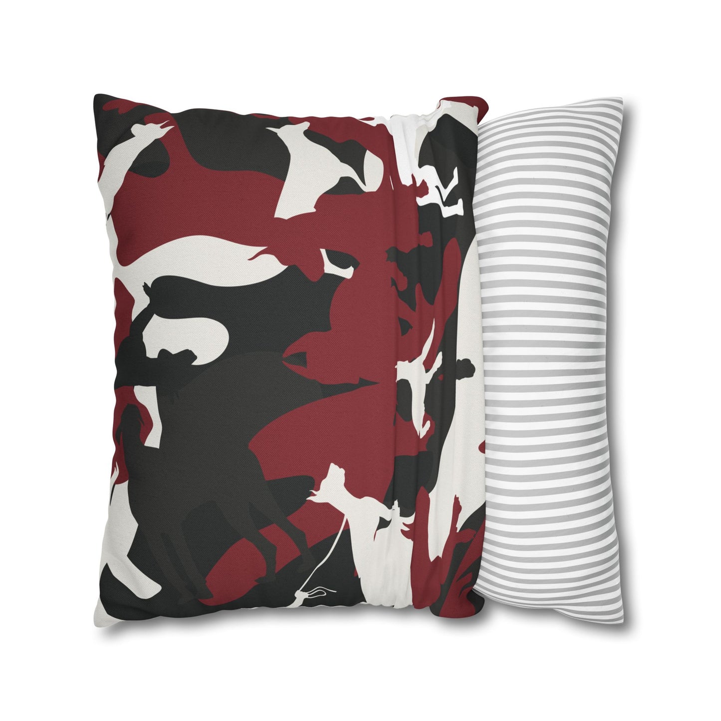 Doberman Red Camo Pattern Spun Polyester Square Pillowcase