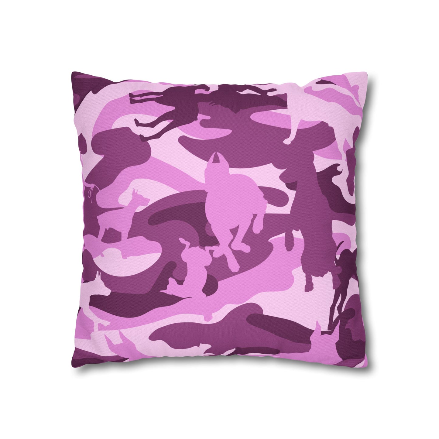 Doberman Pink Camo Spun Polyester Square Pillowcase