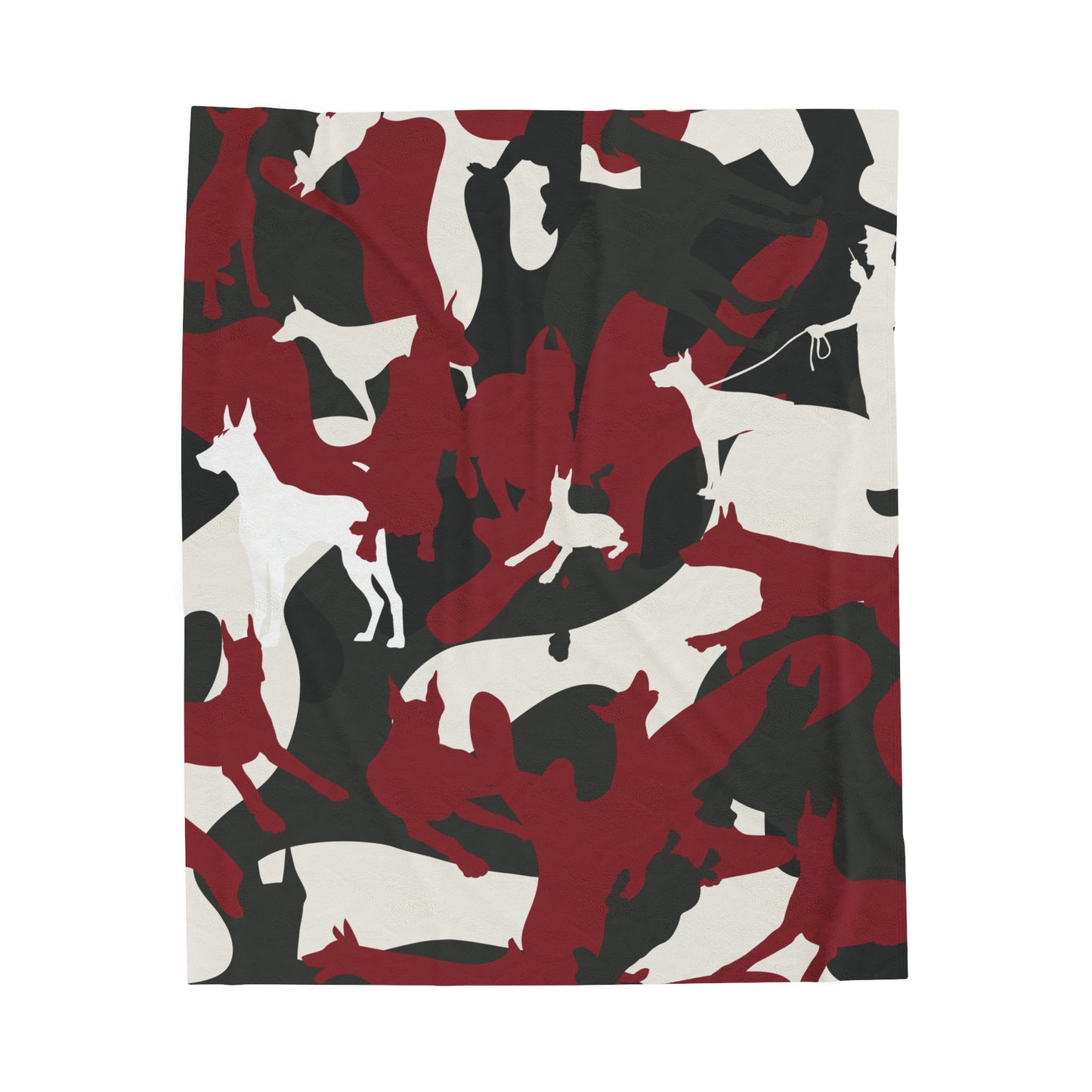 Doberman Red Camo Velveteen Plush Blanket