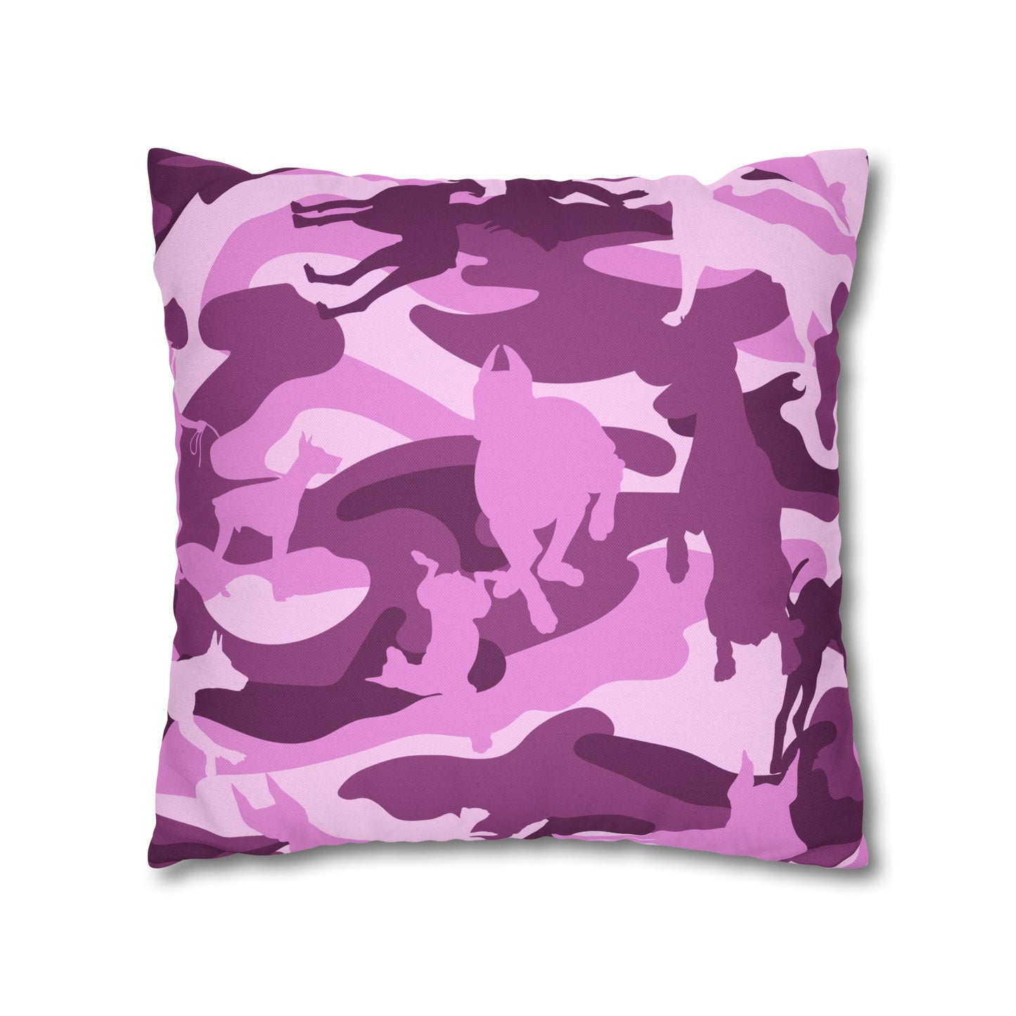 Doberman Pink Camo Spun Polyester Square Pillowcase