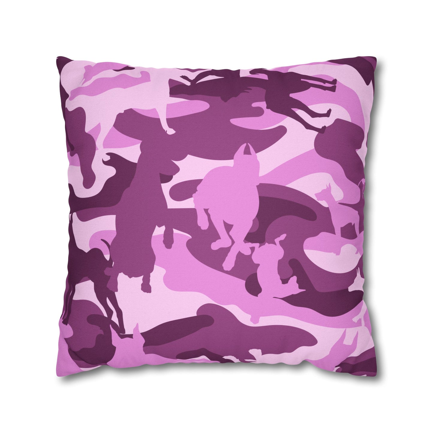 Doberman Pink Camo Spun Polyester Square Pillowcase