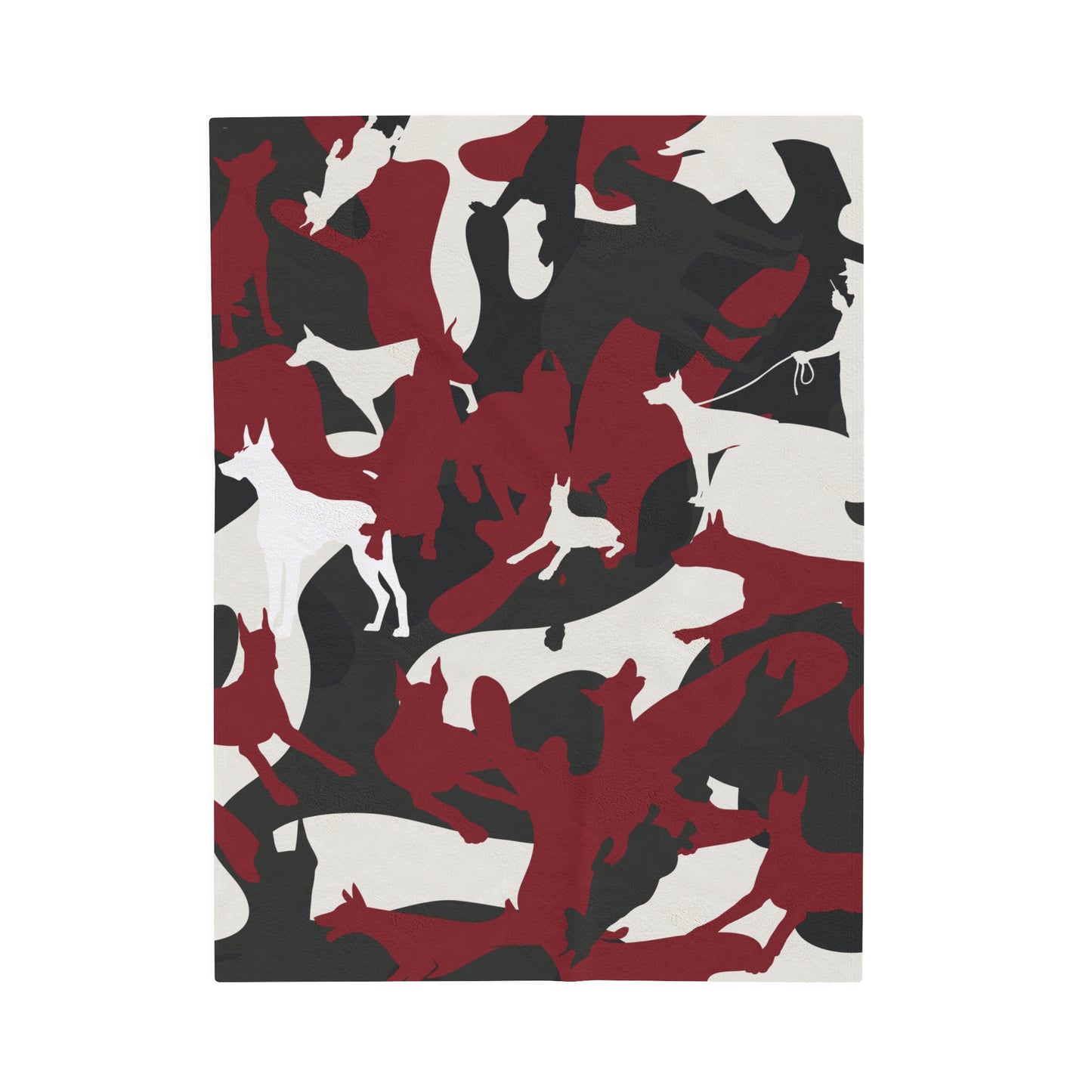 Doberman Red Camo Velveteen Plush Blanket