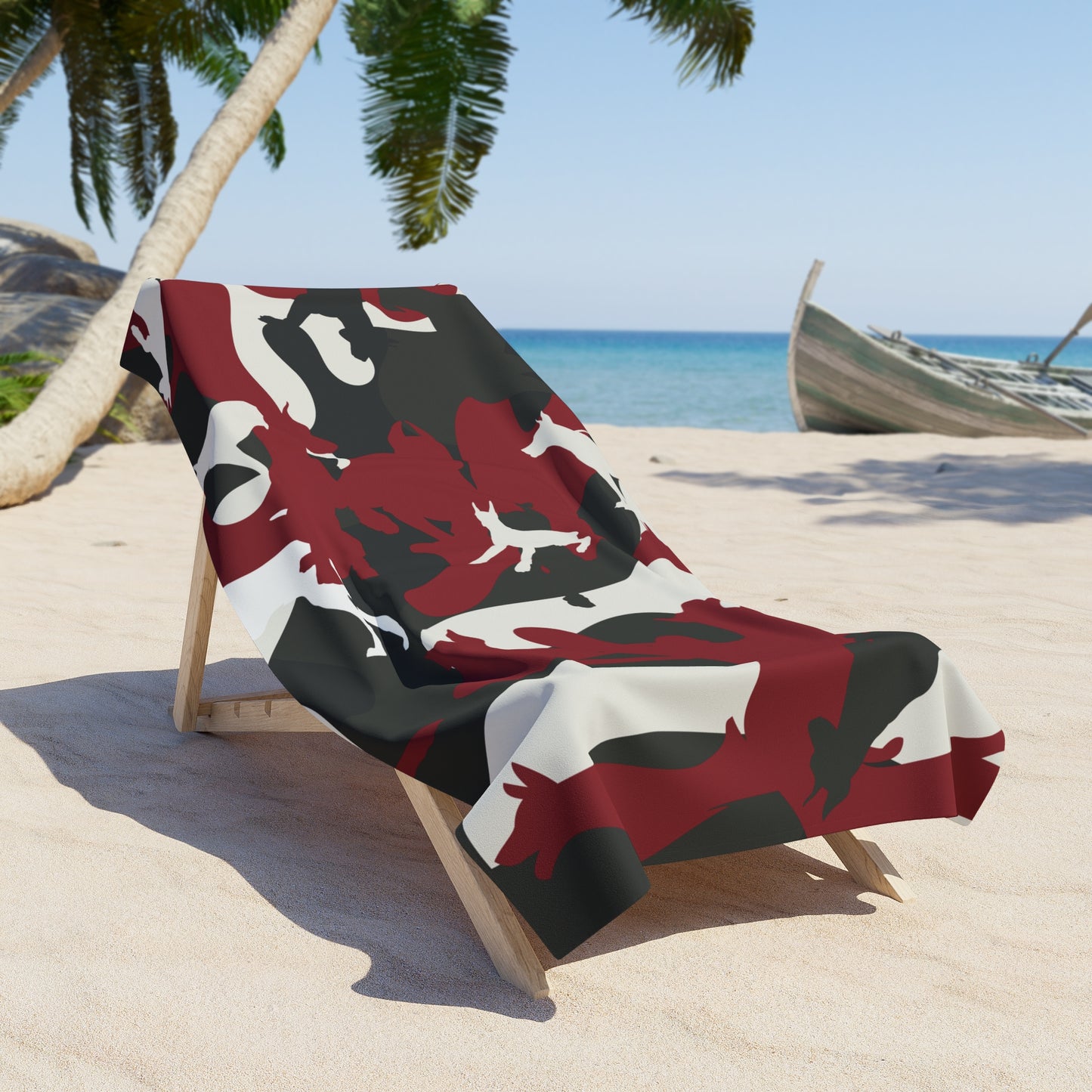 Doberman Red Camo Beach Towel